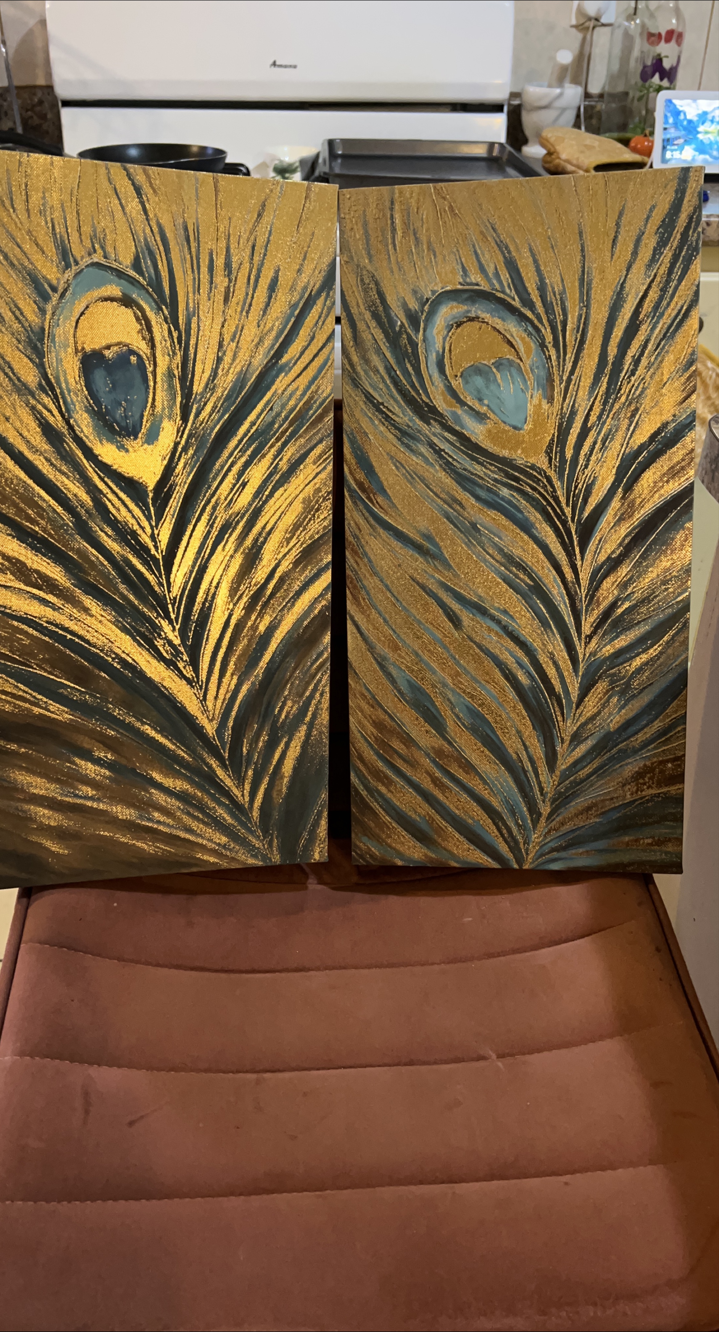 Peacock Feather Wall Art - Set of 2 thumbnail