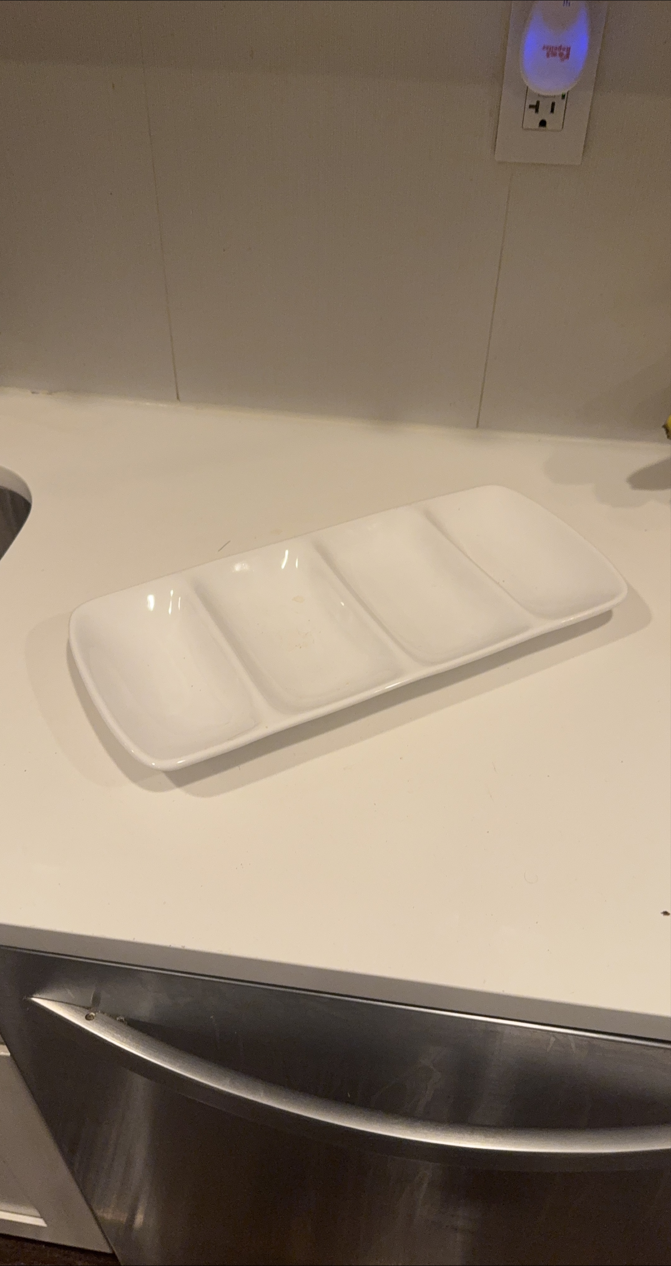 White Ceramic Divided Serving Dish thumbnail