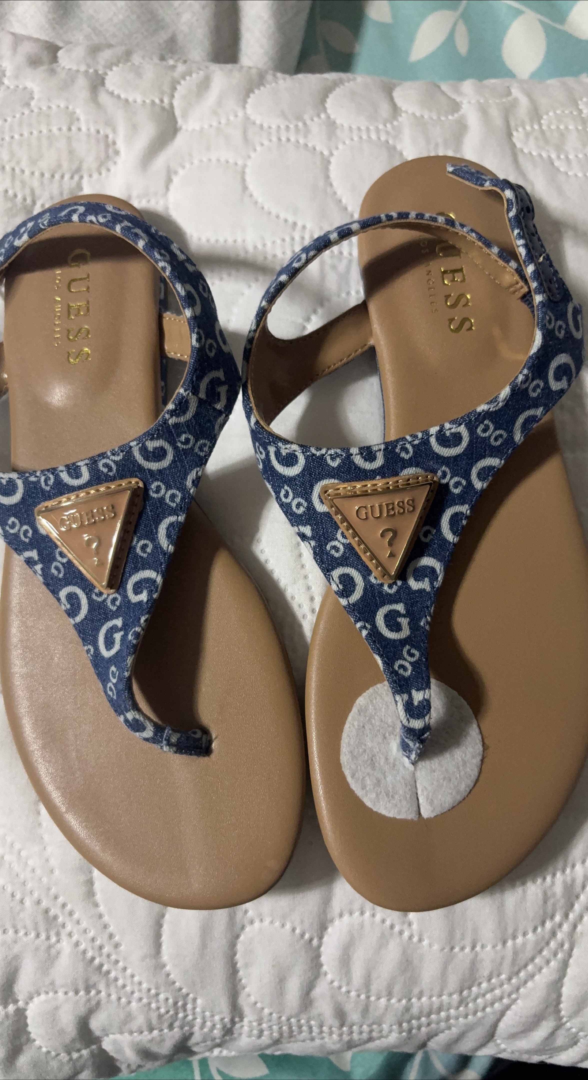 Guess Denim Print Sandals - Size 6