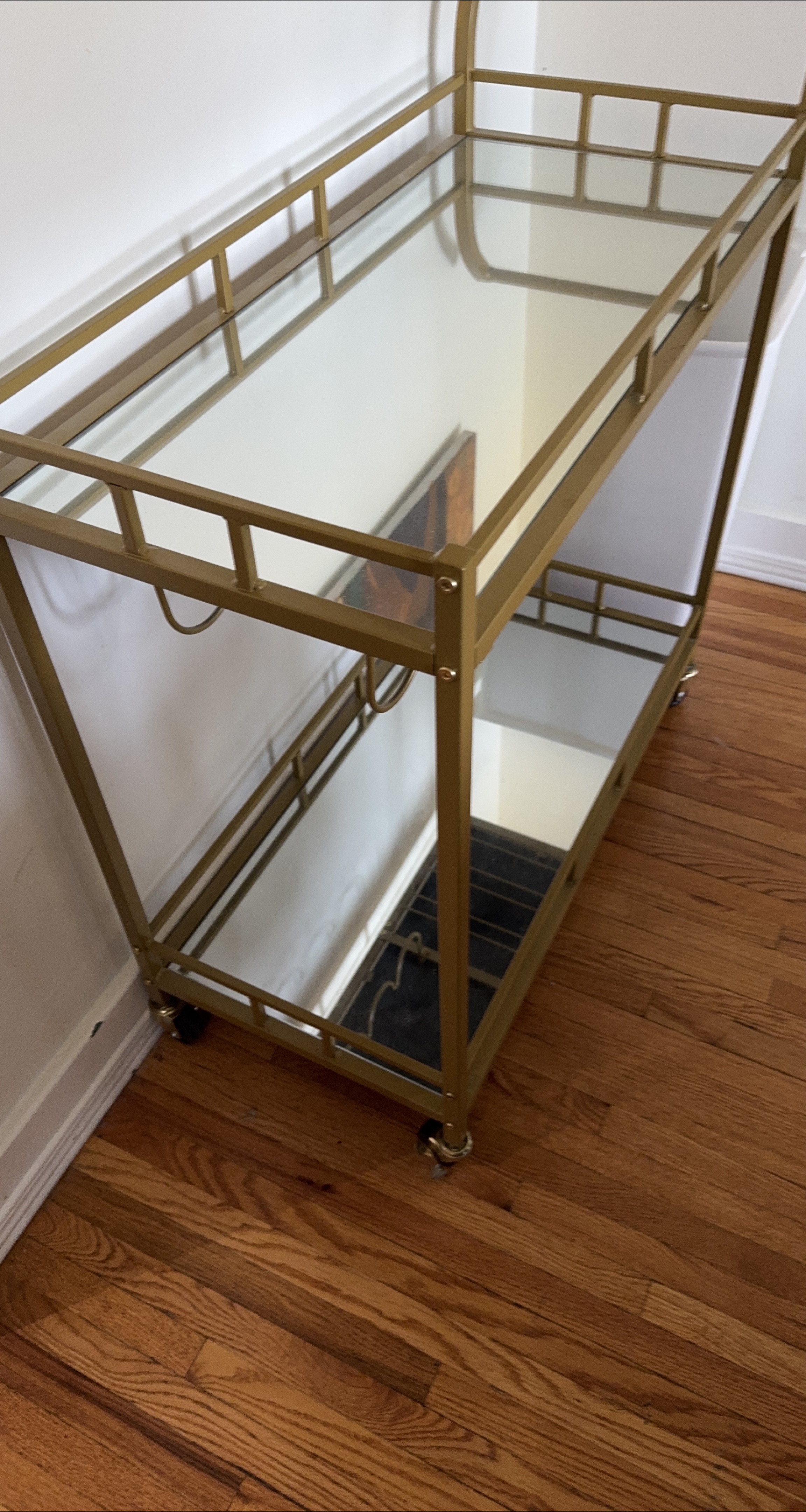 Gold Bar Cart with Mirror Shelves thumbnail