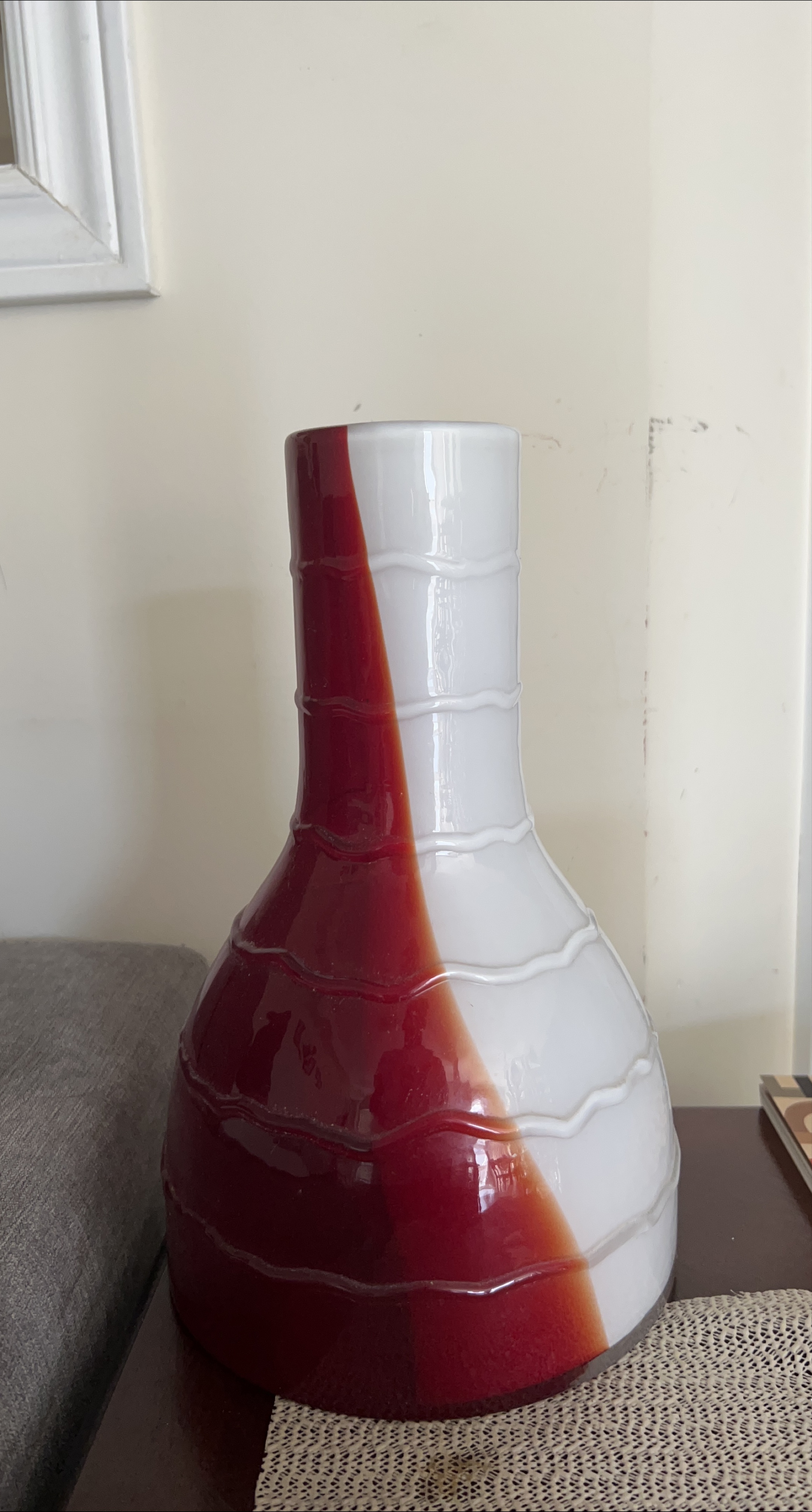 Red & White Decorative Vase (Made out of Real glass thumbnail