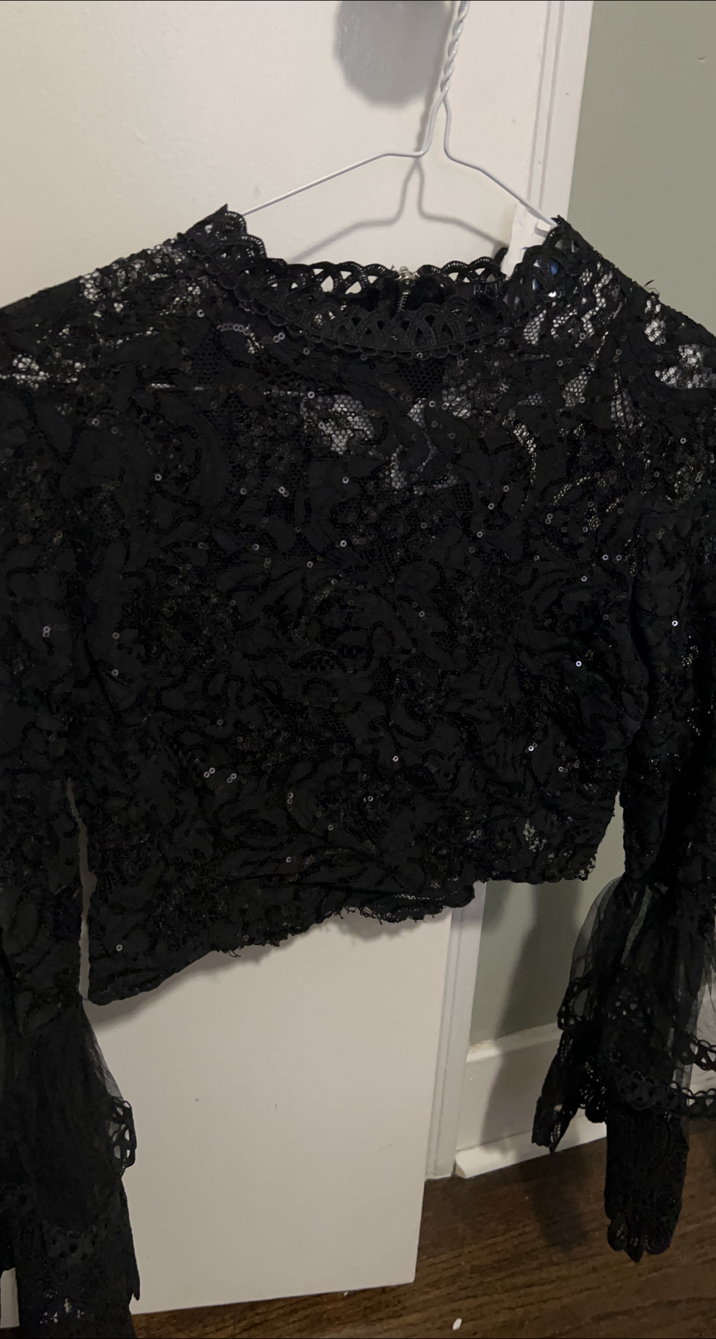 Black Lace Long Sleeve Top thumbnail