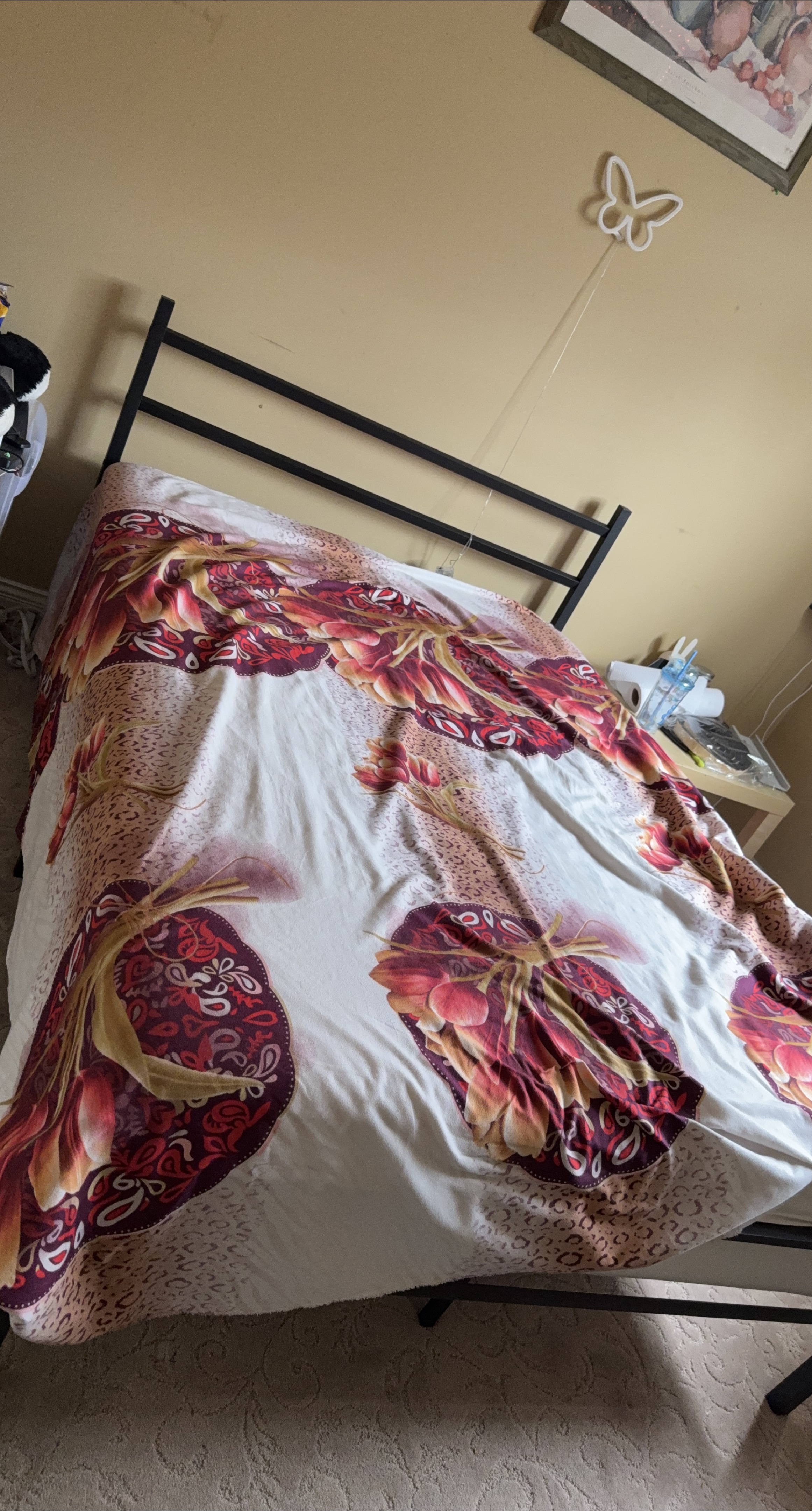 Black Metal Bed Frame with USB Ports thumbnail