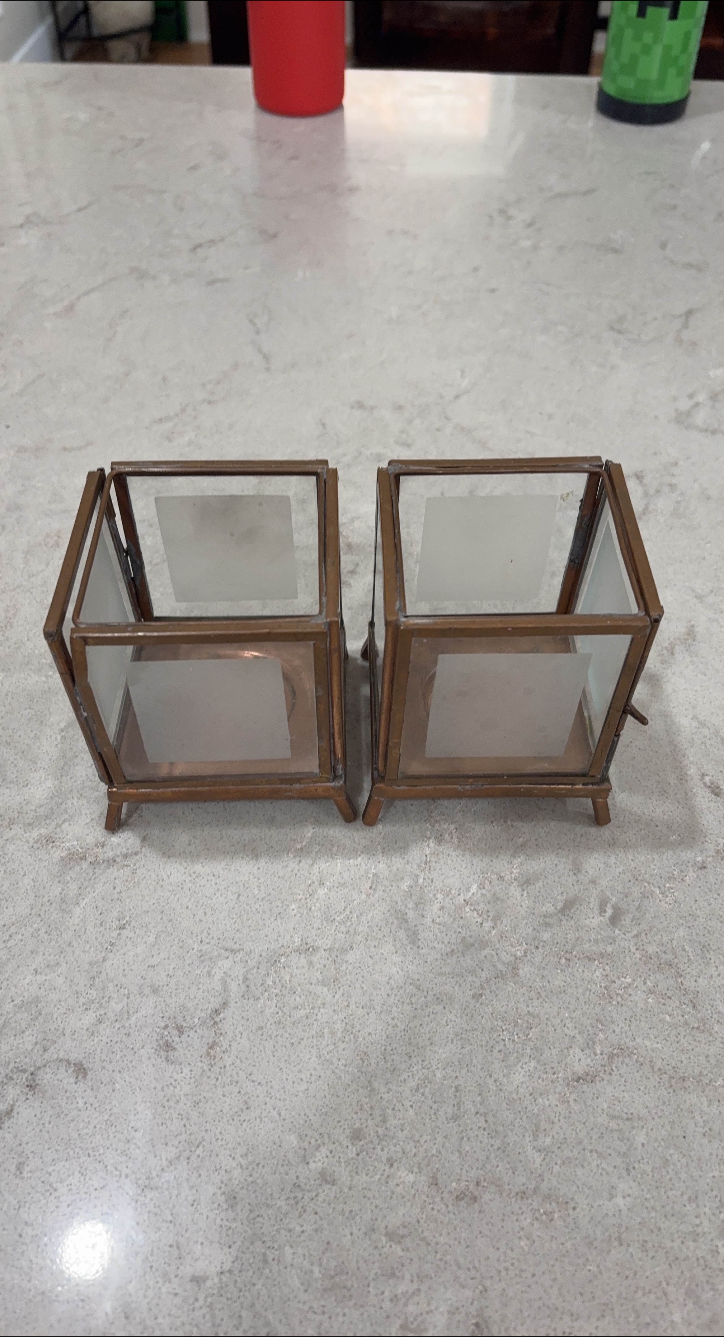 Small Metal & Glass Candle Lantern - 4"x4" thumbnail