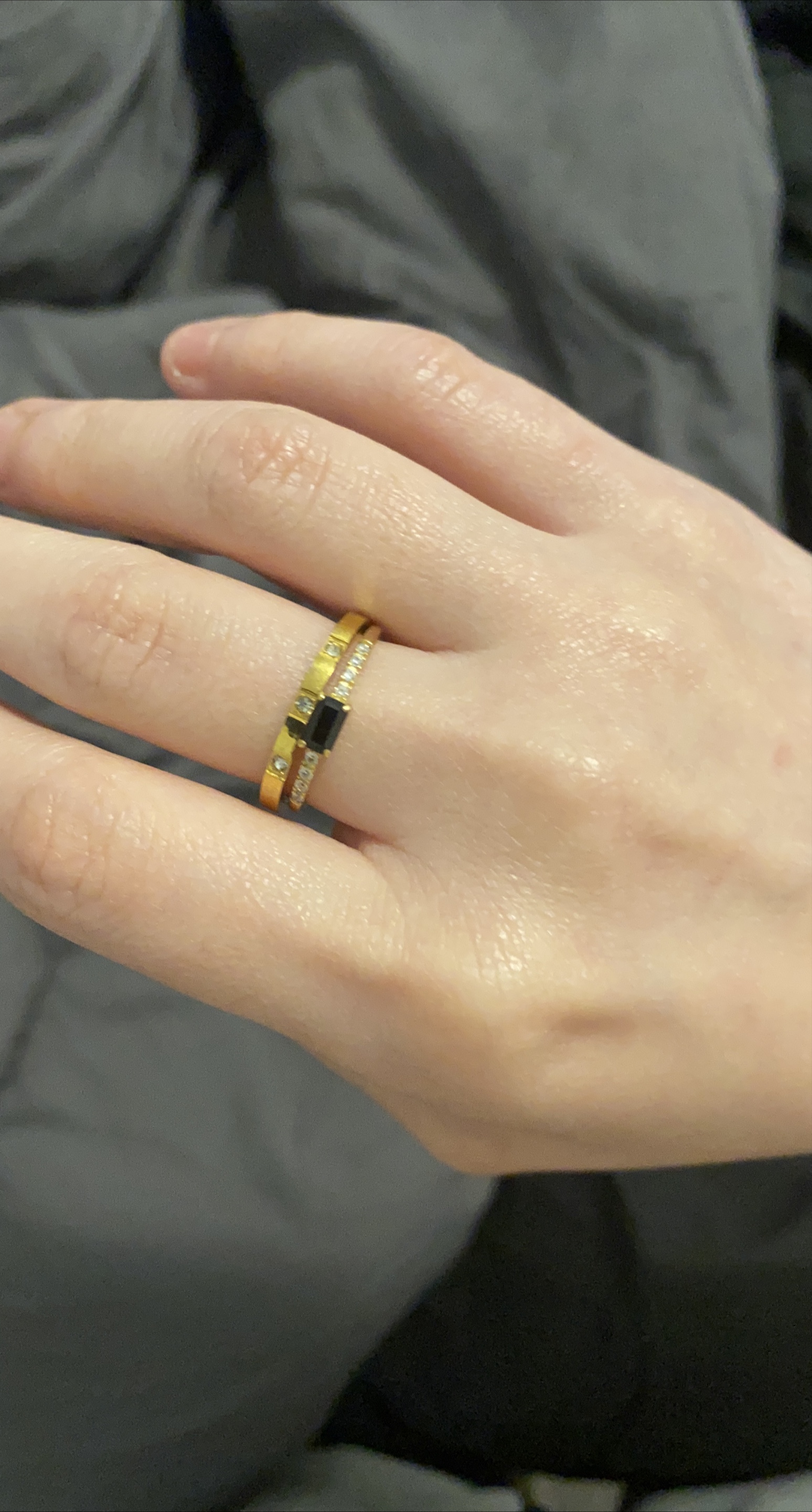 Gold Ring Set with Black Stone thumbnail