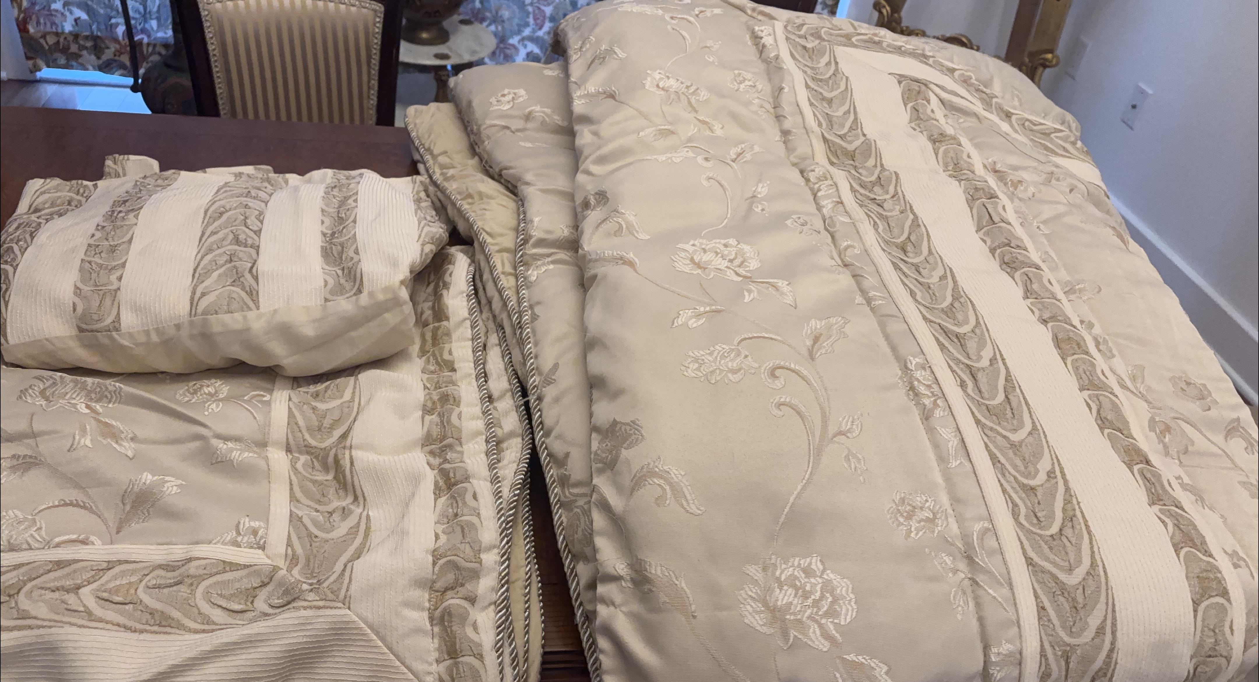 Decorative 7 Piece Queen Bedding Set - Cream/Beige thumbnail