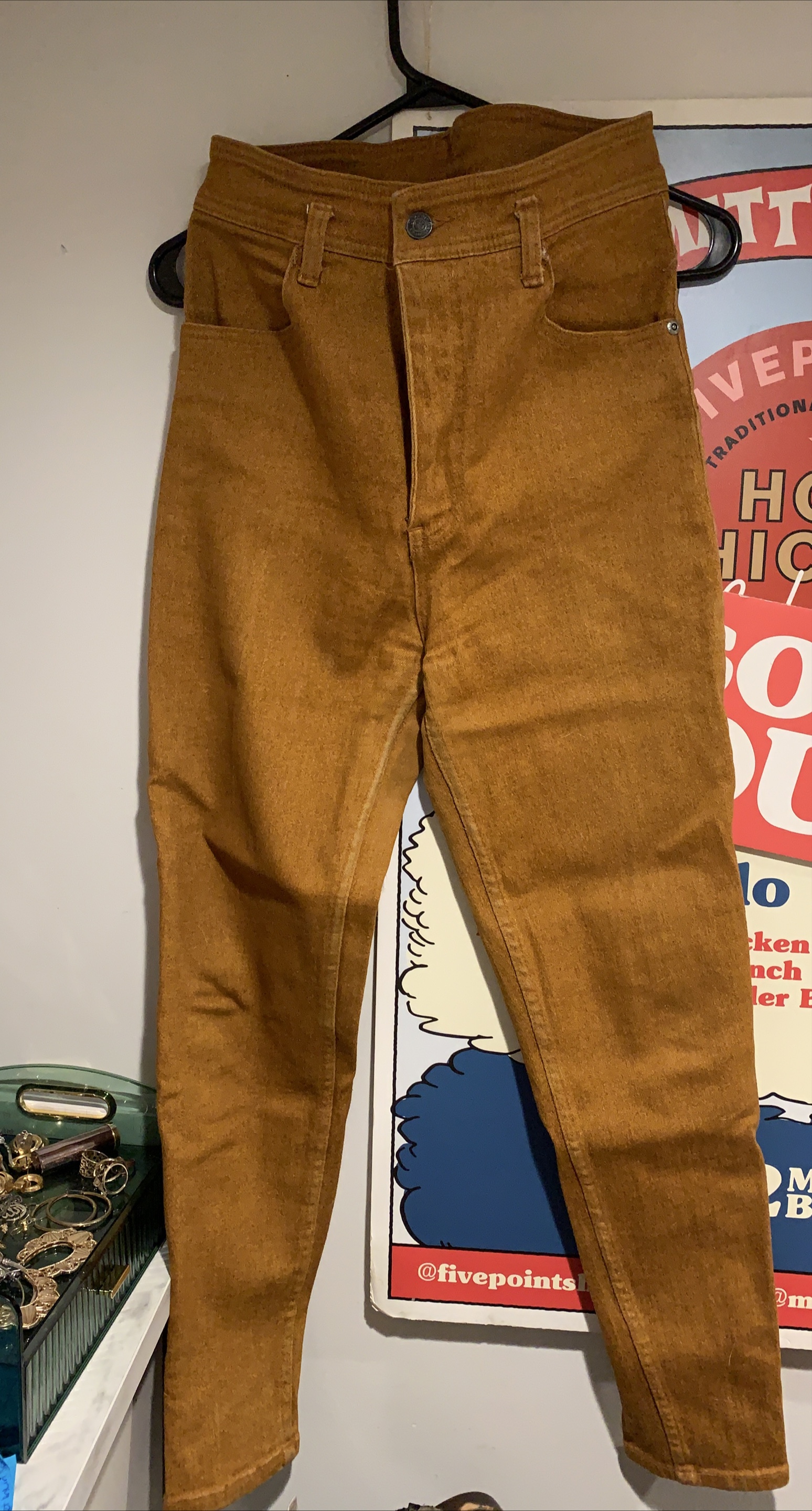 Moving Sale! High Waisted Teddy Brown Denim Mom Jeans thumbnail