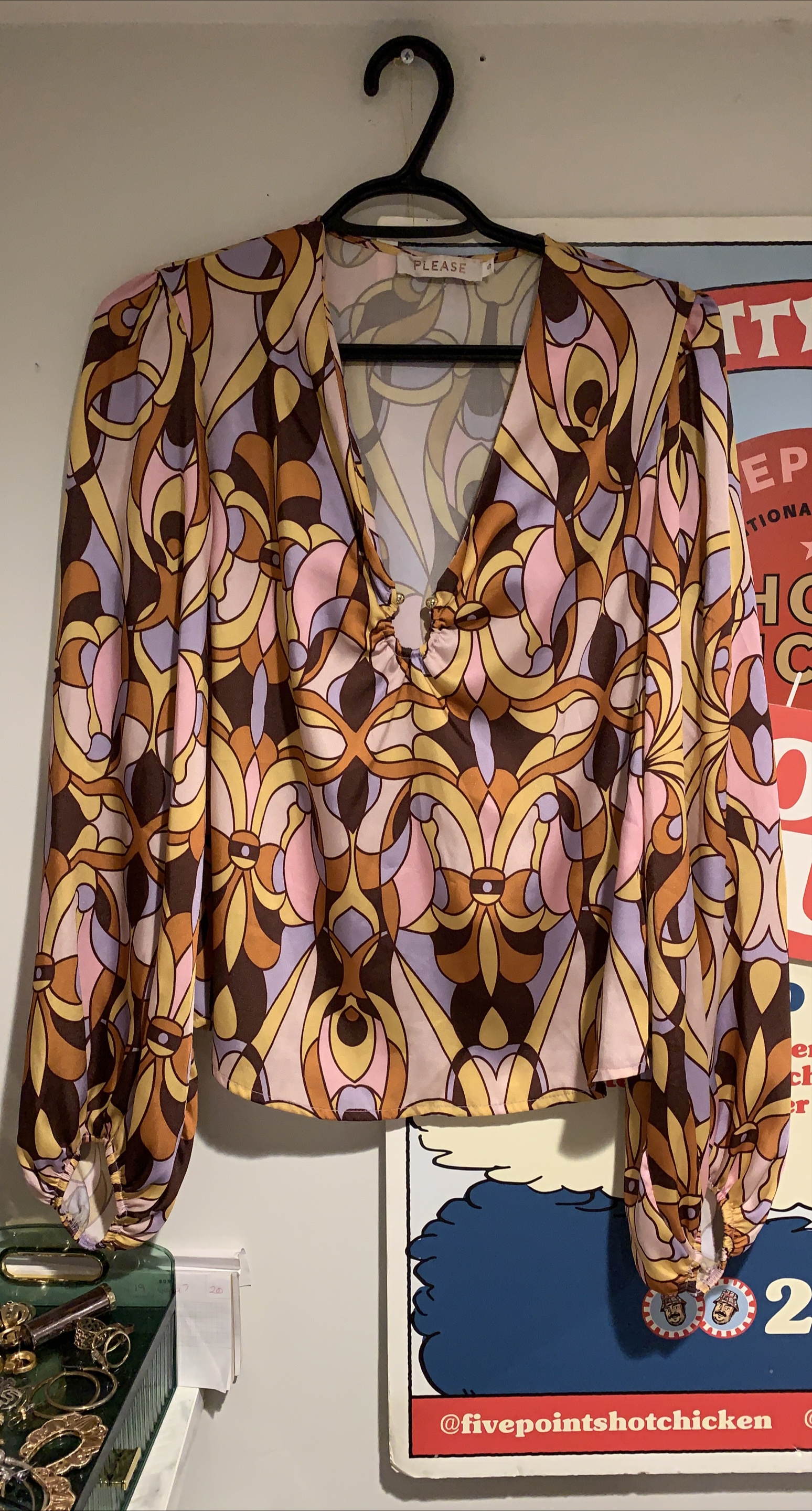 Moving Sale! Lavender/Brown Blouse thumbnail