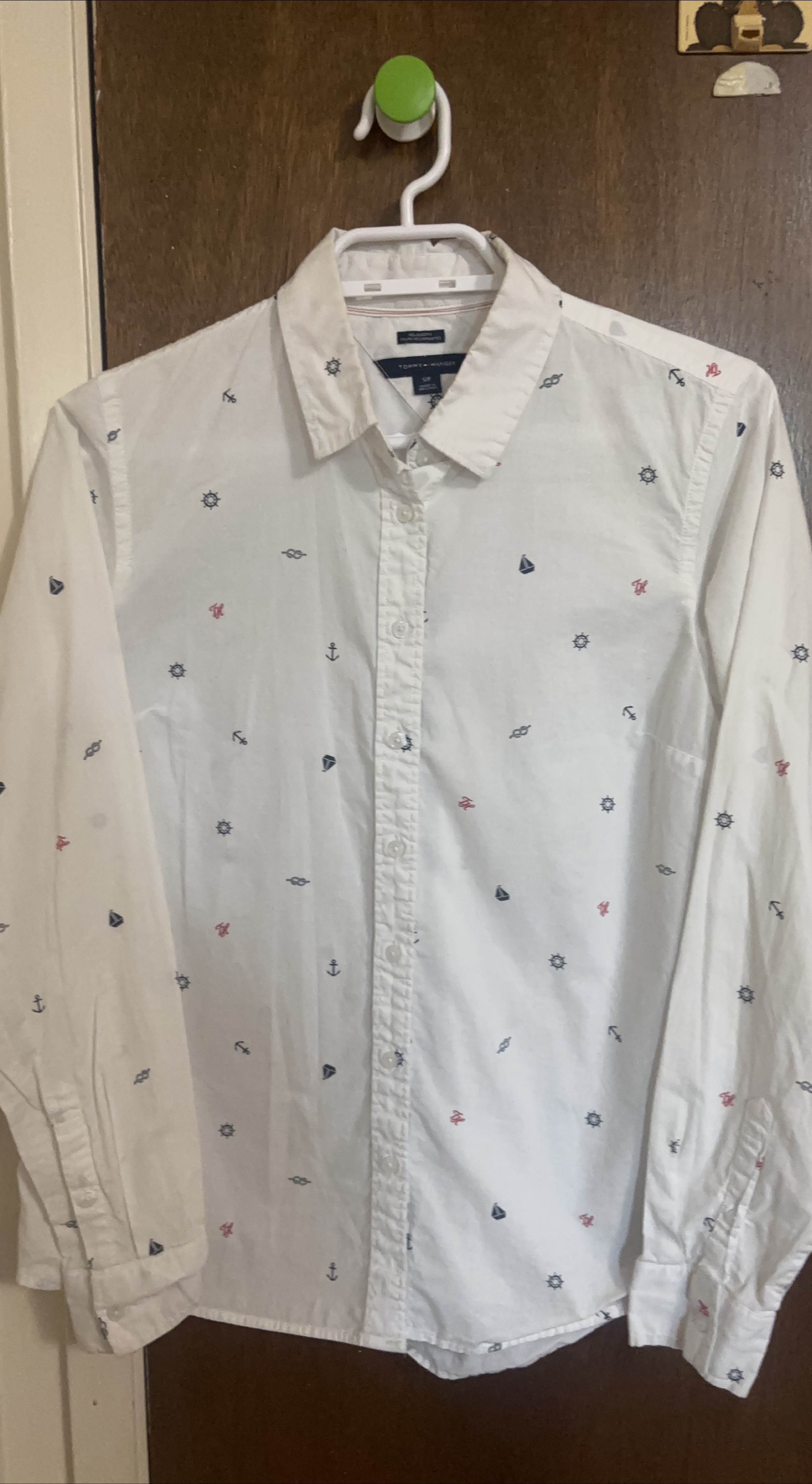Tommy Hilfiger White Nautical Print Button-Up Shirt