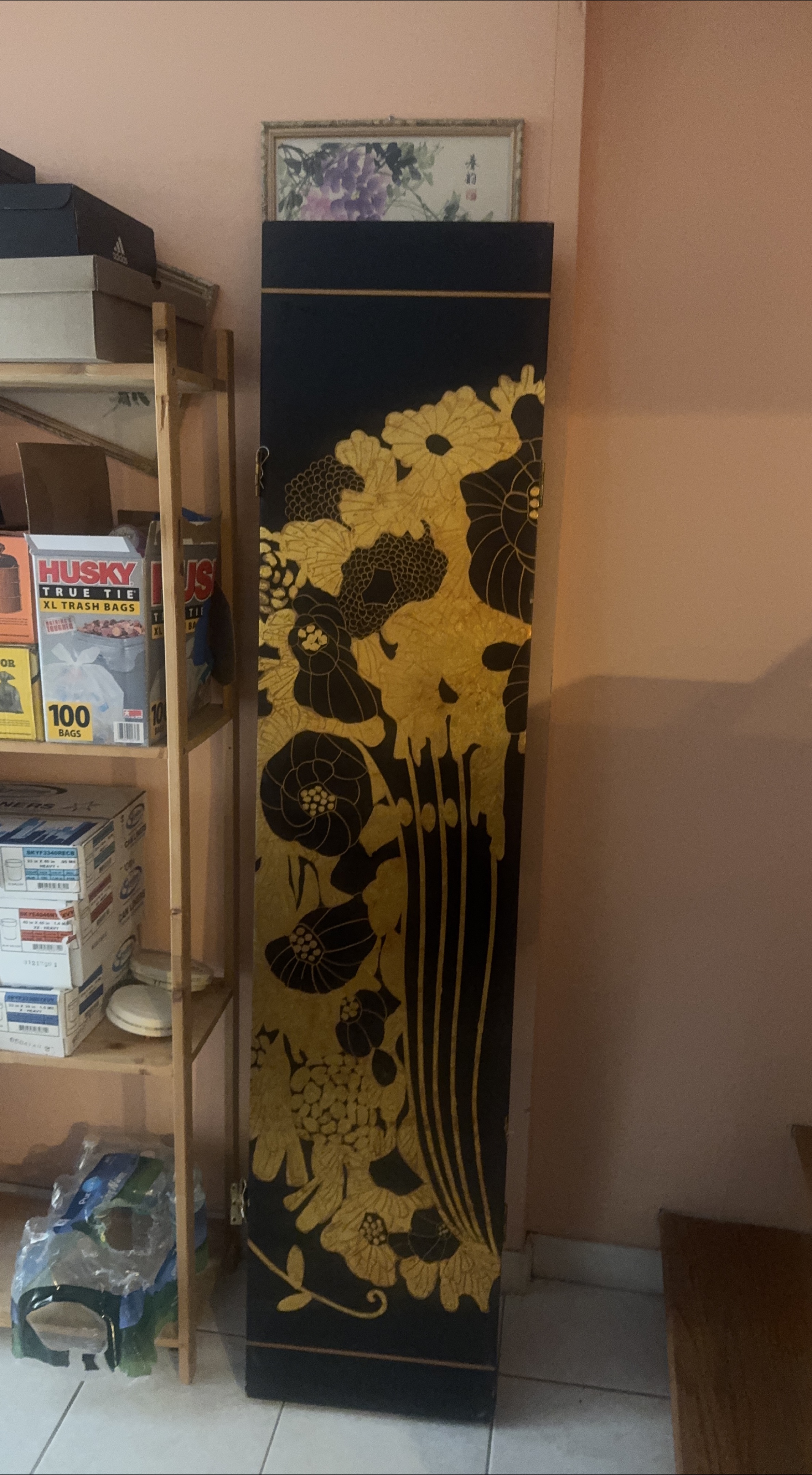 Decorative Black and Gold Floral Panel thumbnail