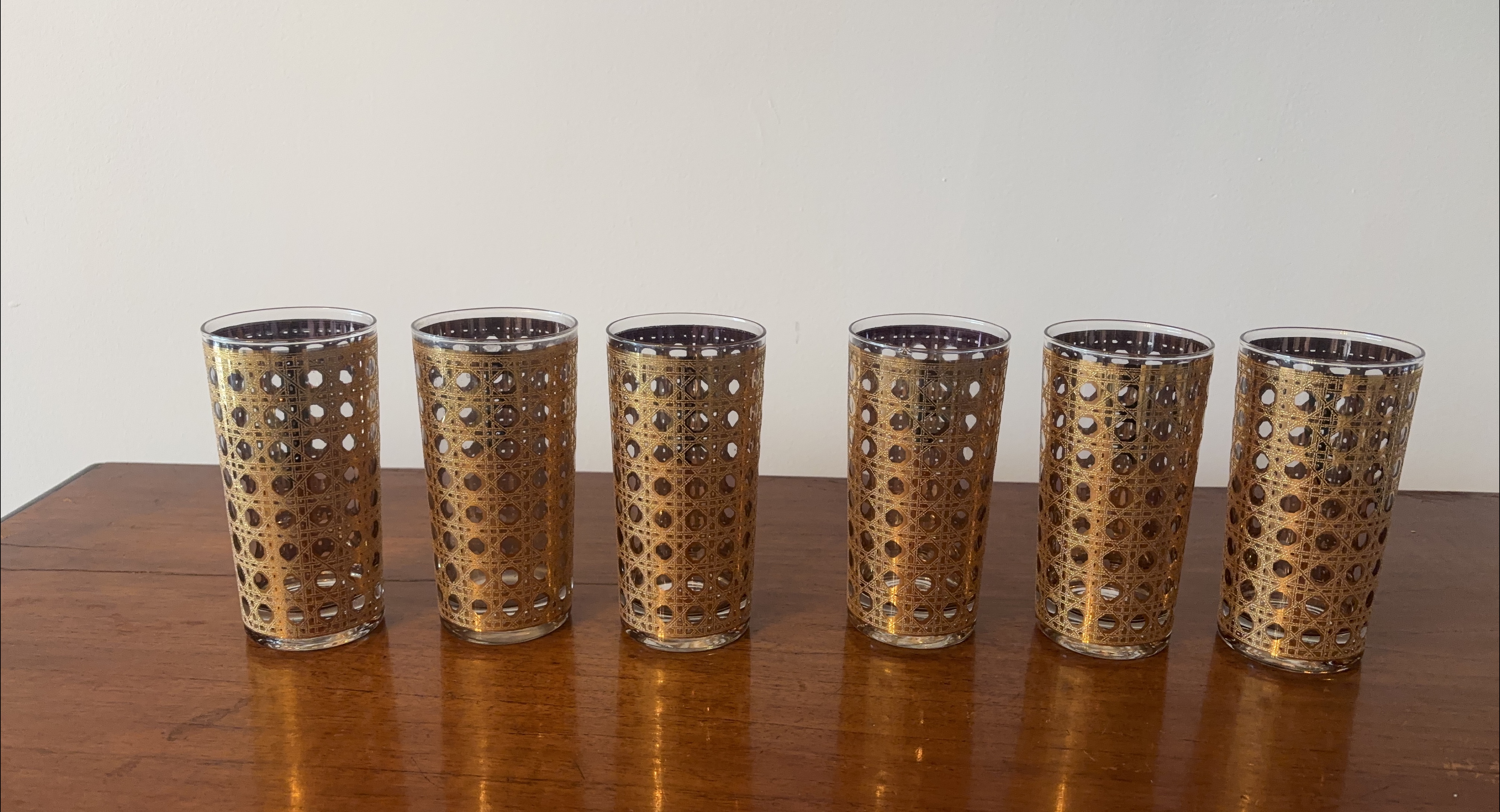 Set of 6 Gold Weave Highball Glasses thumbnail