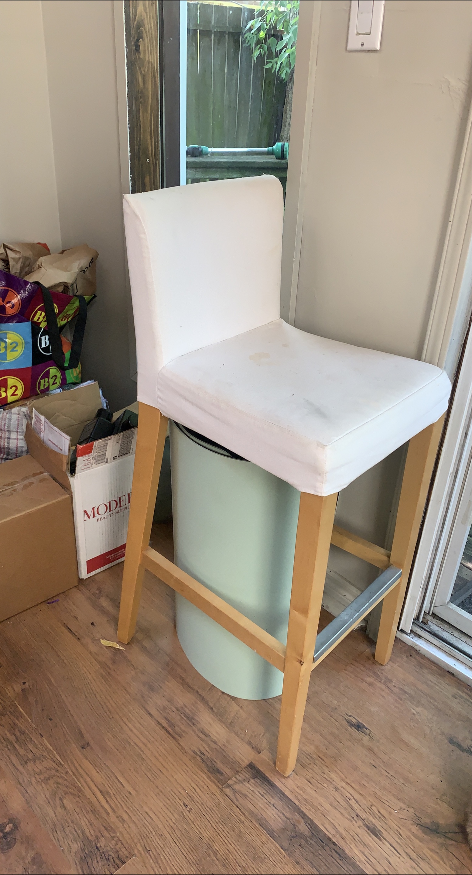 White Upholstered Bar Stool thumbnail