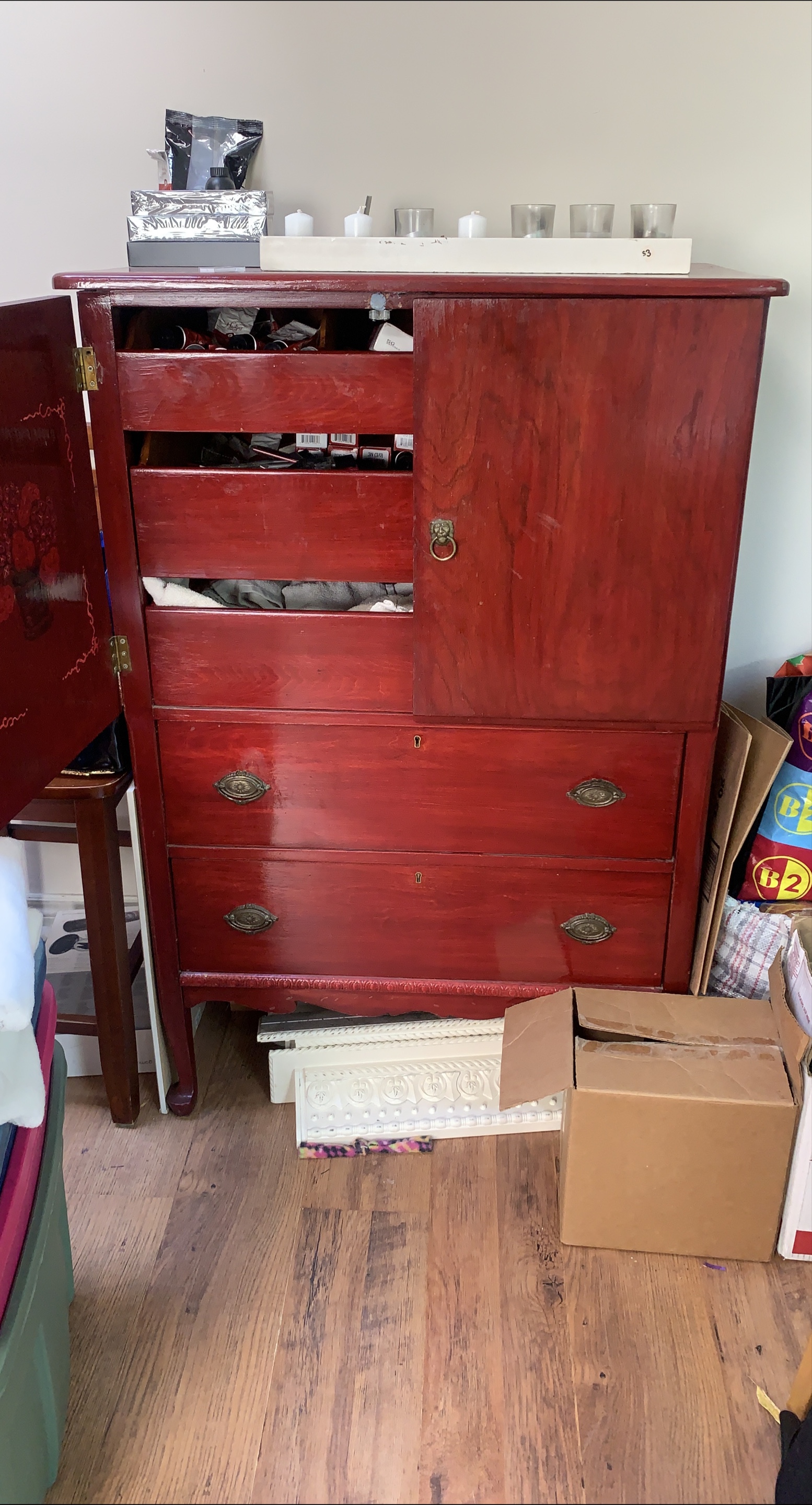 Antique Red Wooden Armoire thumbnail
