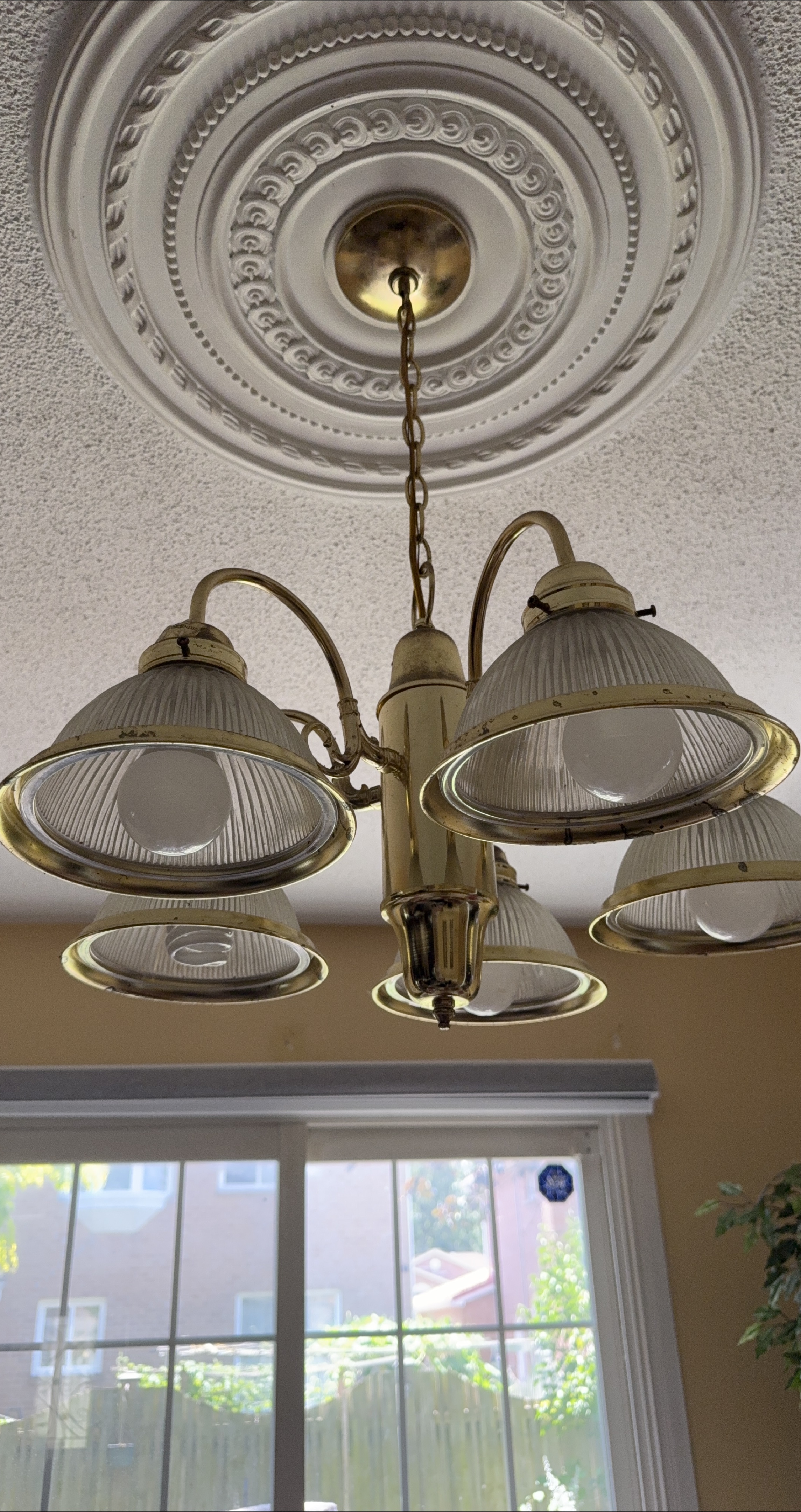 Brass & Glass 5-Light Chandelier image indicator(1)