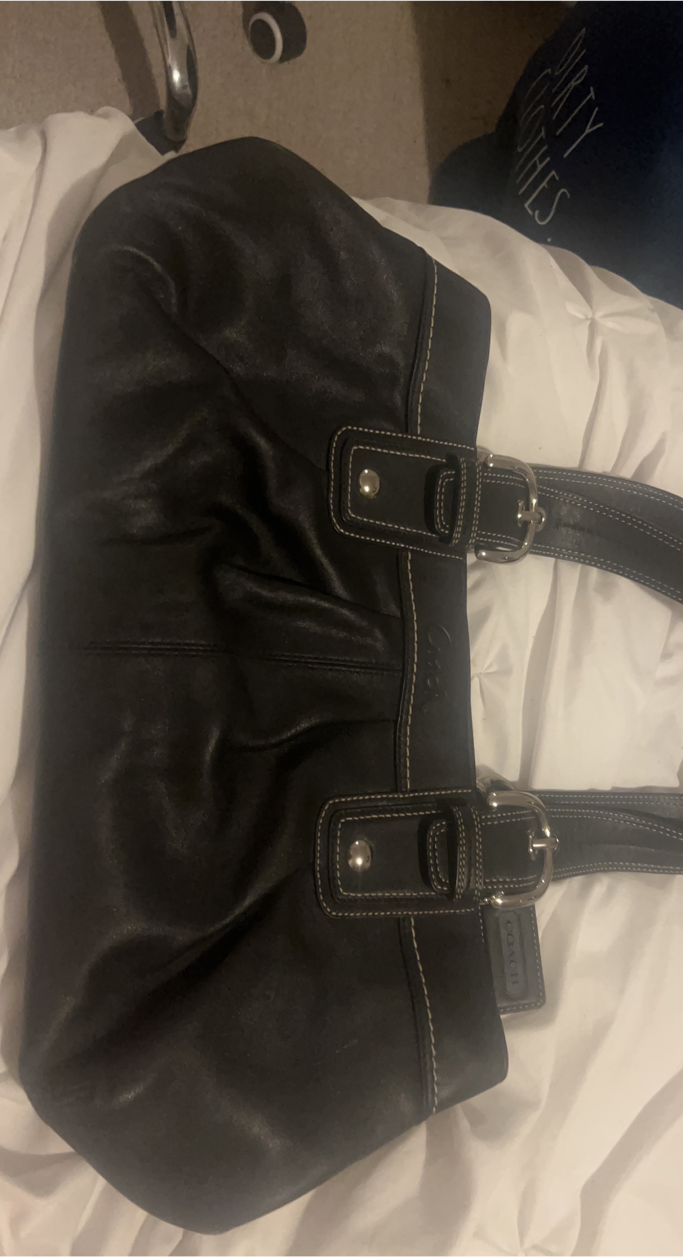 Coach Black Leather Shoulder Bag thumbnail