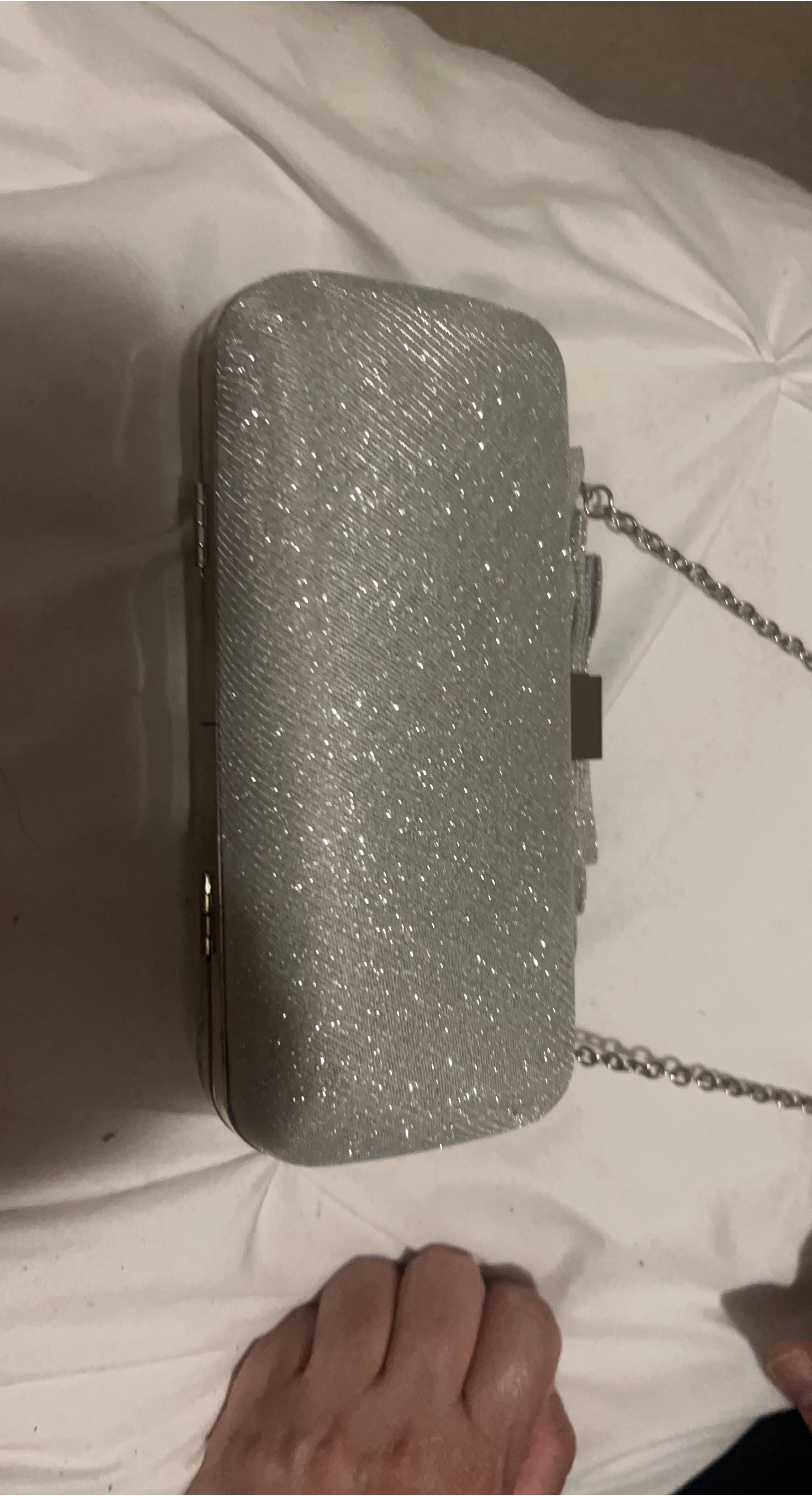 Silver Clutch with Chain Strap thumbnail