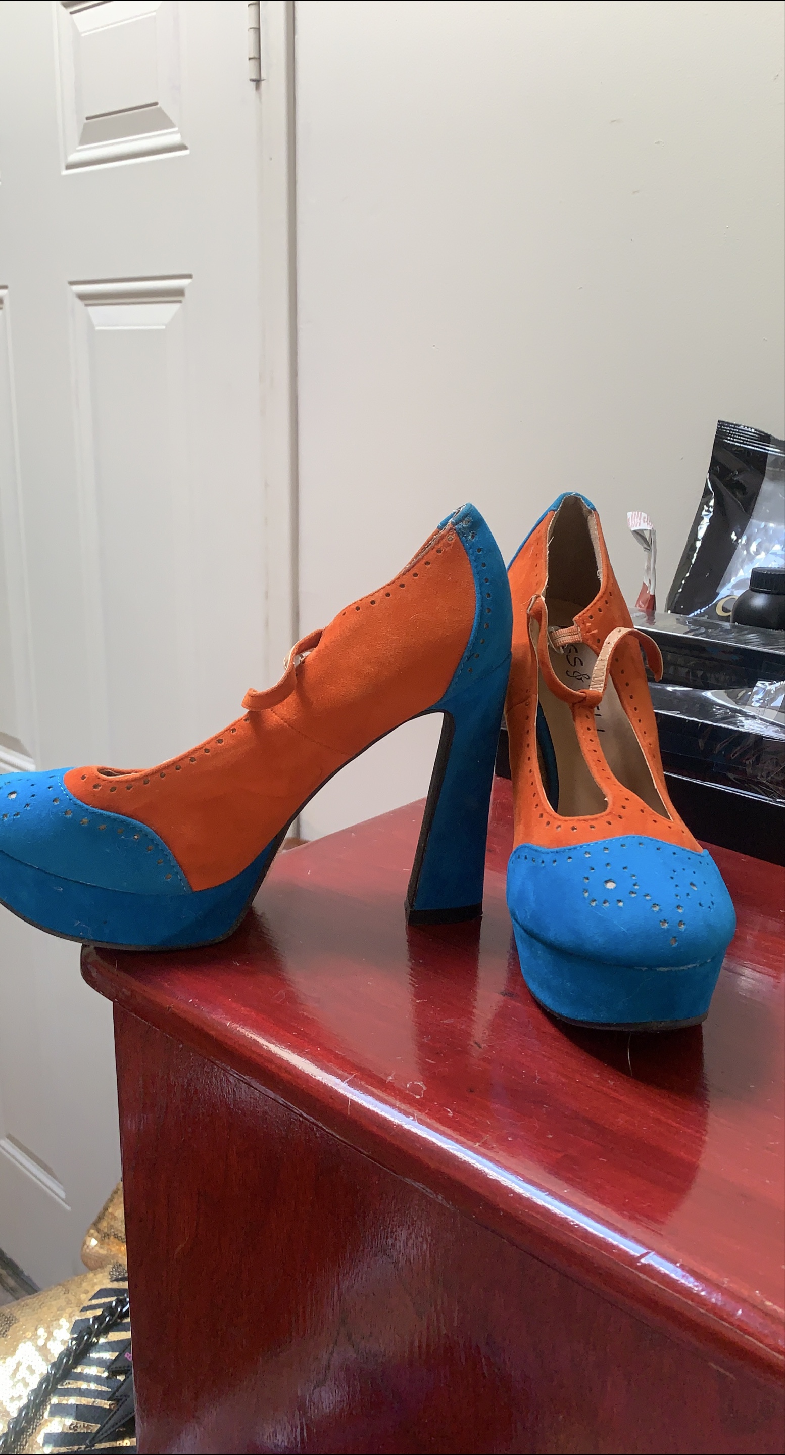 Orange & Blue Platform Heels thumbnail