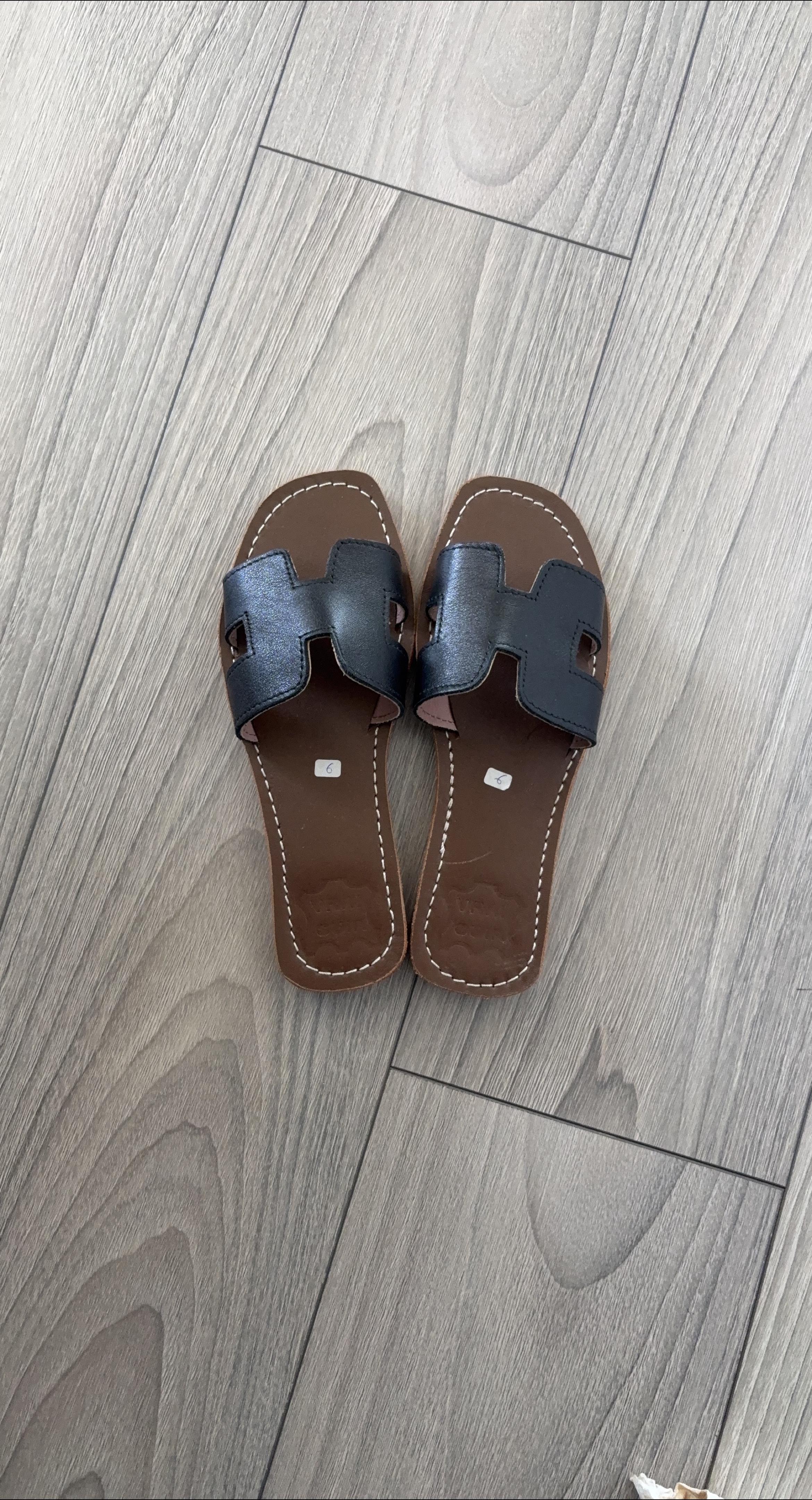 Leather H Sandals, Size 6 thumbnail