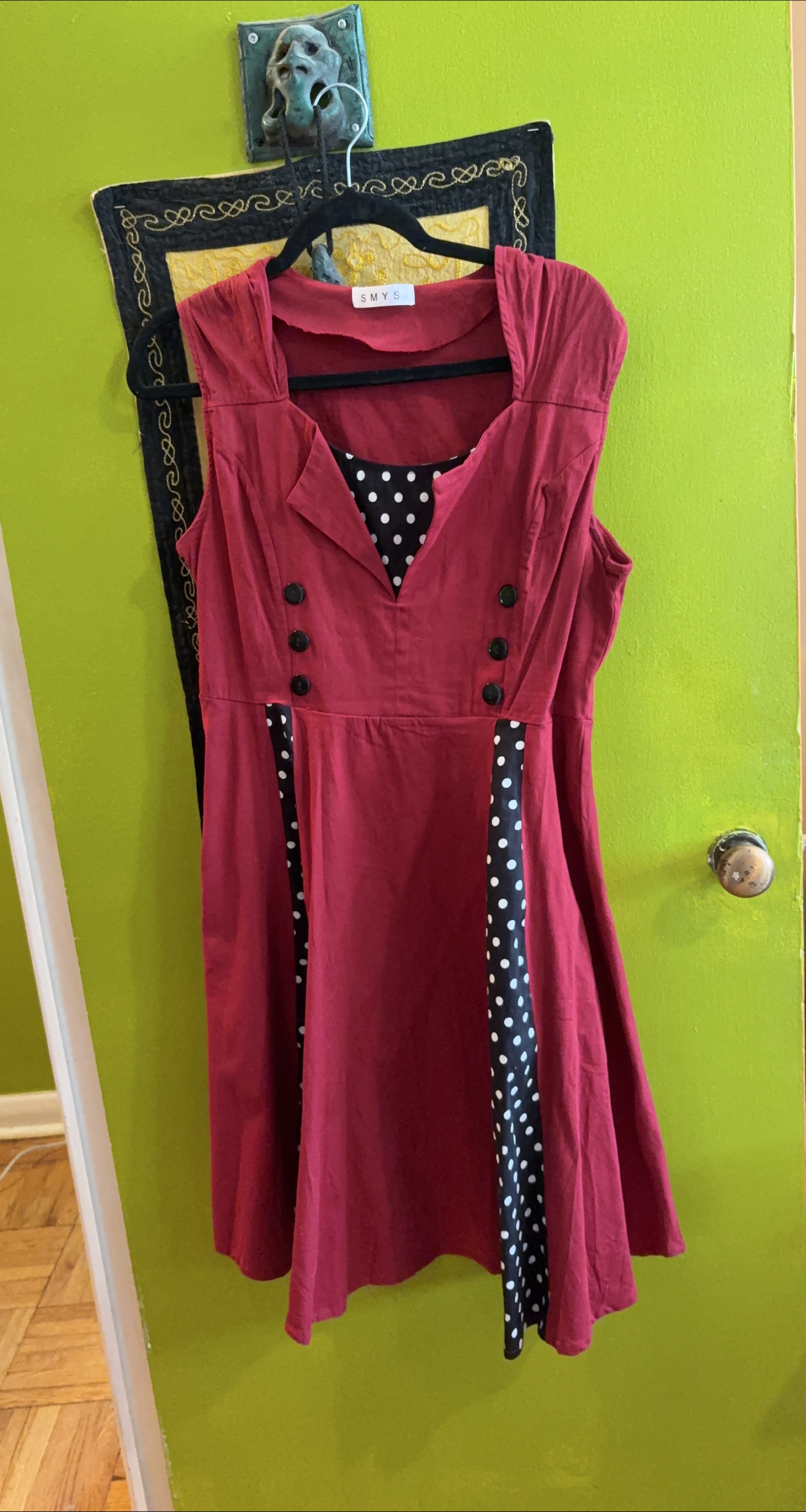 SMYS Red 50’s Butlesque Dress with Polka Dots thumbnail