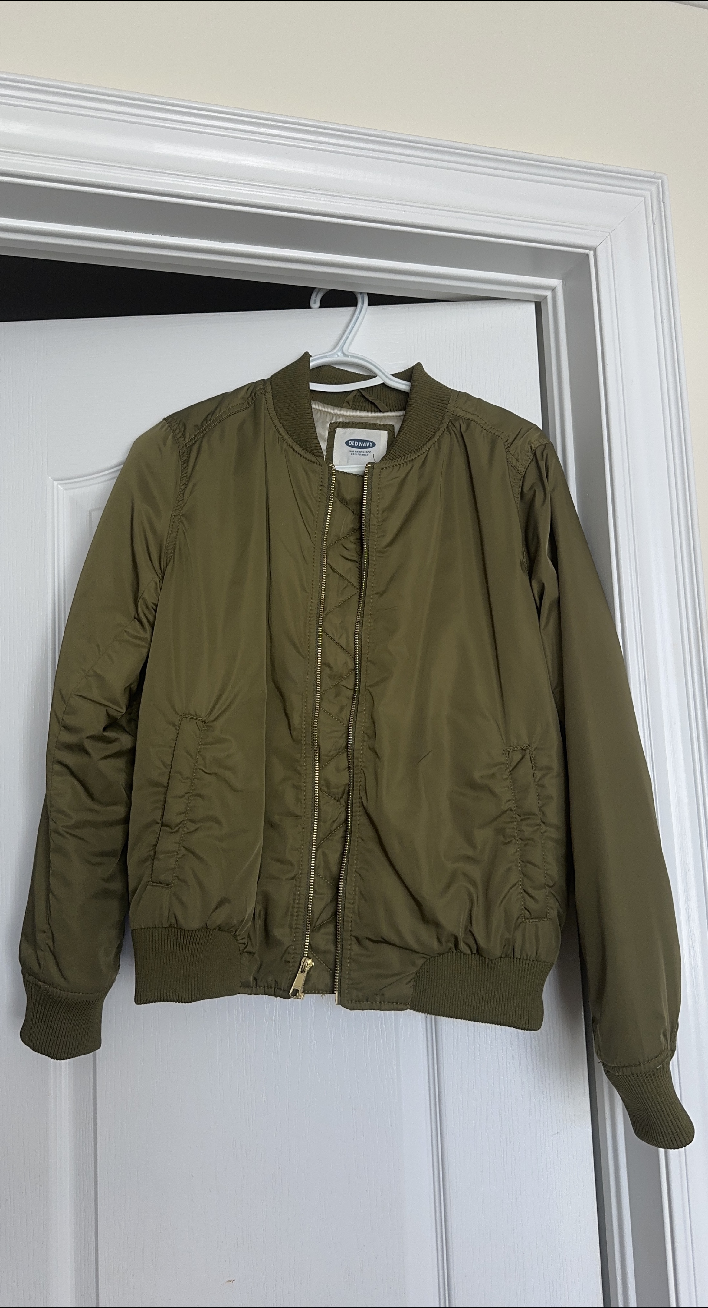 Old Navy Olive Green Bomber Jacket - Size S thumbnail