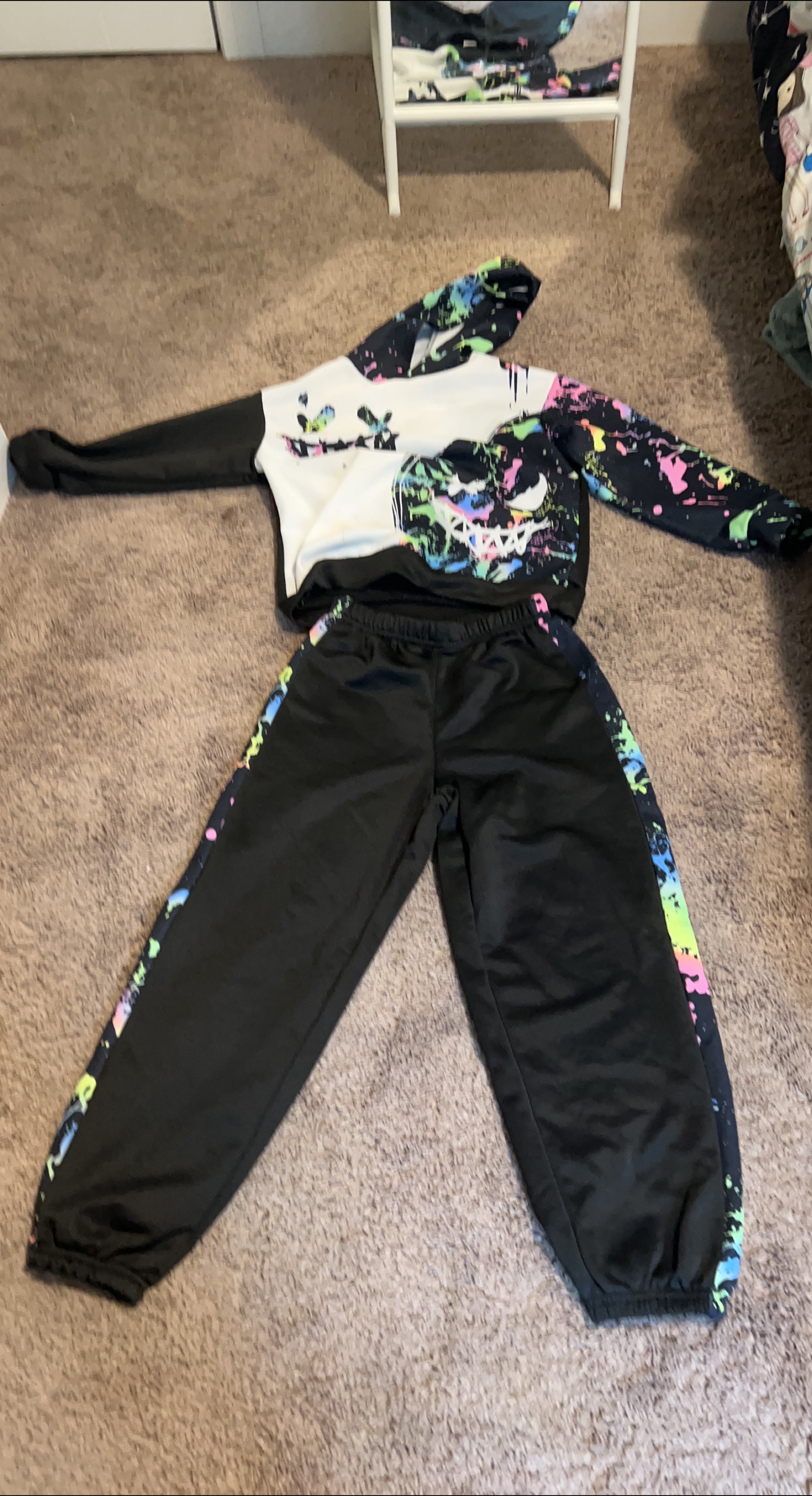 Kids' Hoodie & Pants Set - Black/Multi-Colour thumbnail