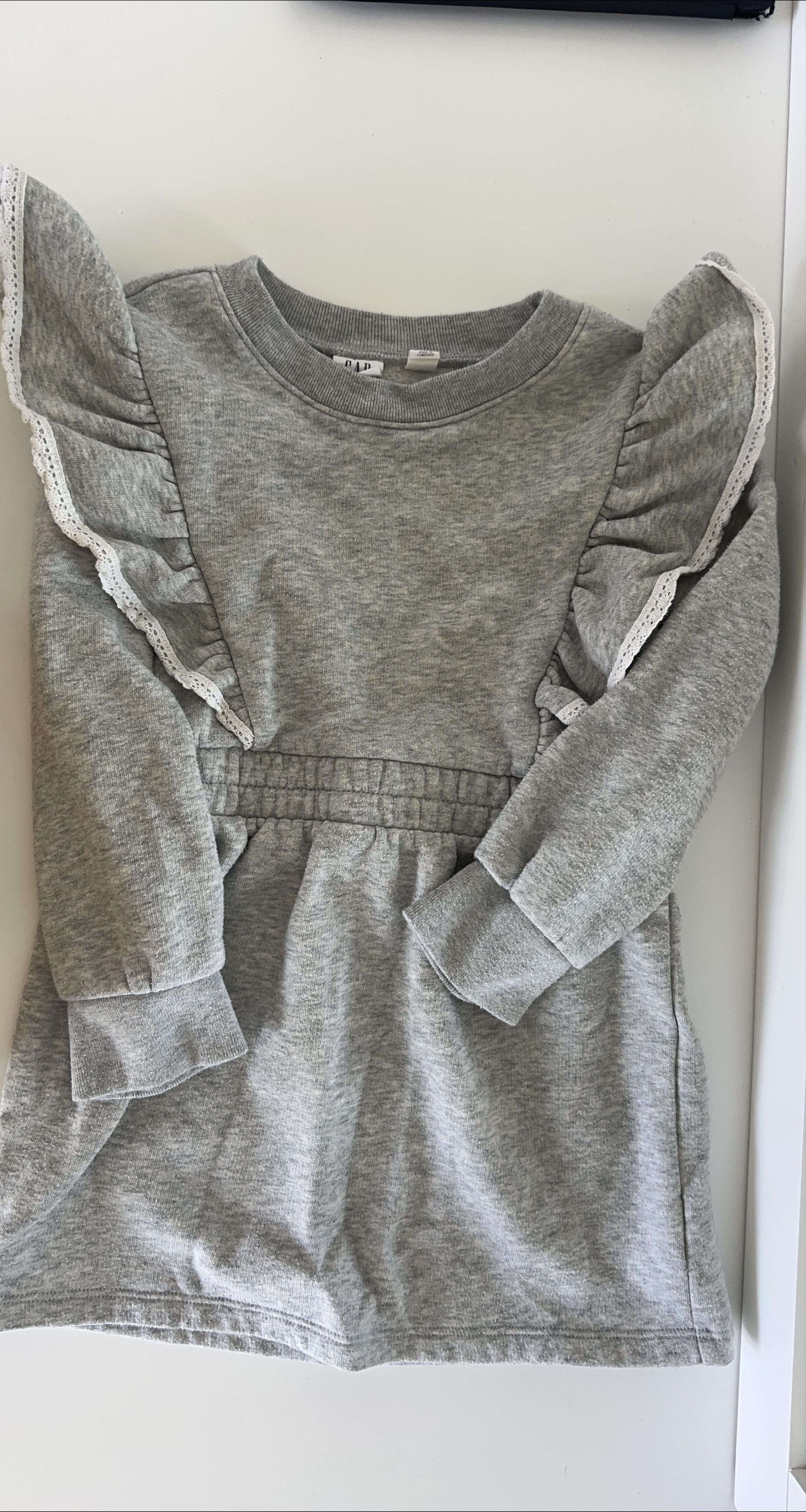 GAP Grey Dress with Ruffle Sleeves thumbnail