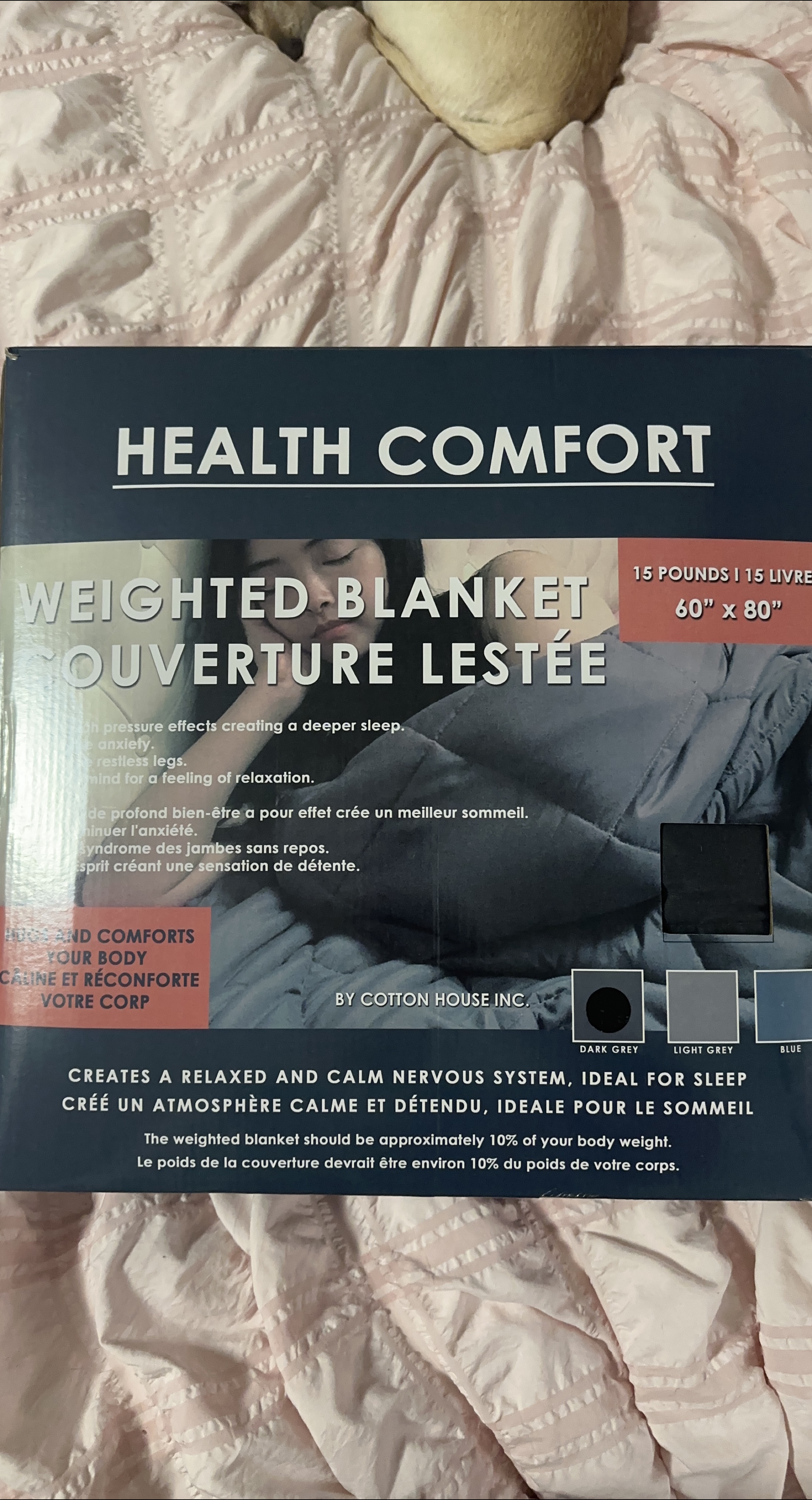 Health Comfort Weighted Blanket 15 lbs, 60" x 80" thumbnail