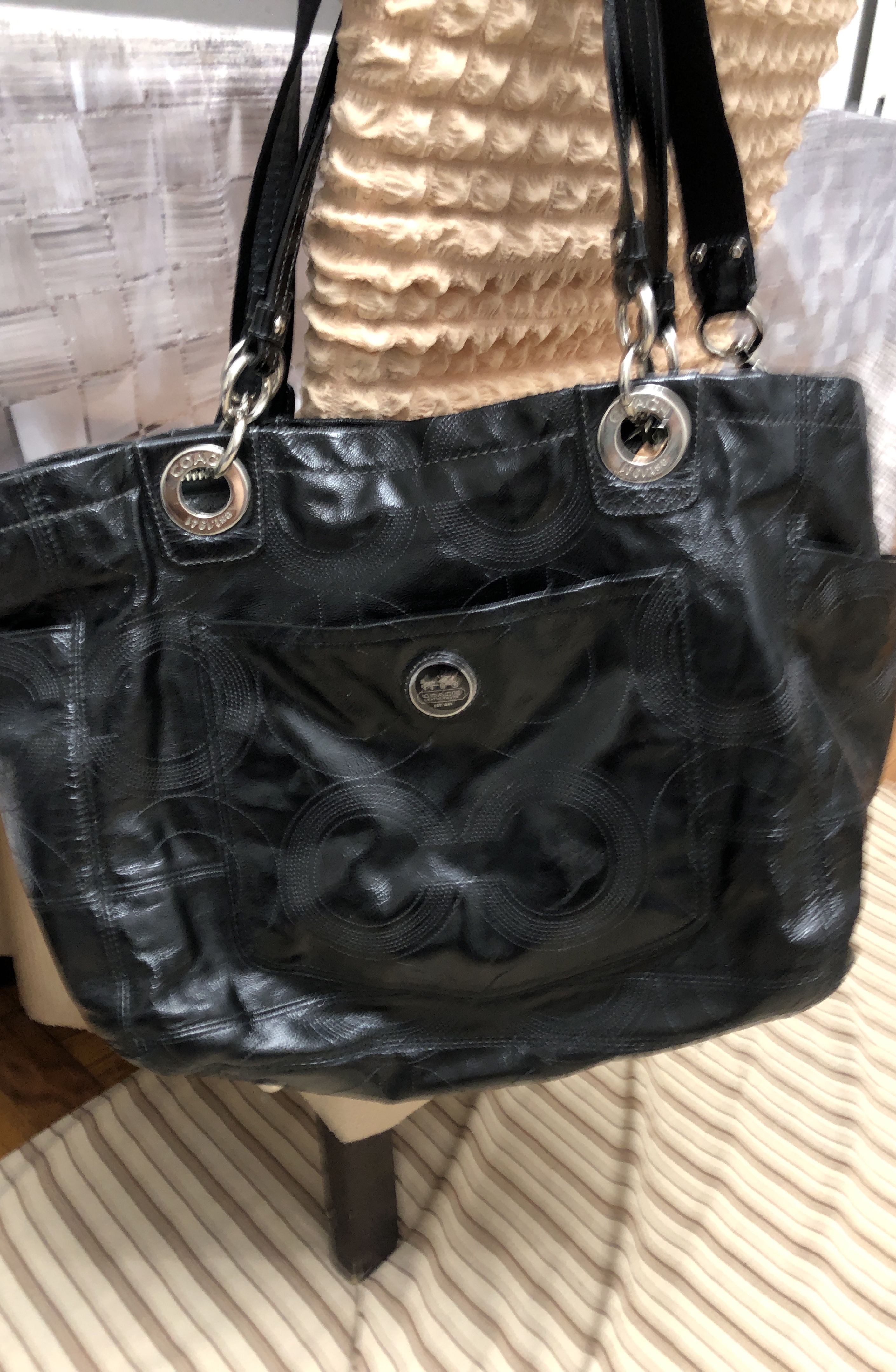 Coach Black Leather Tote Bag thumbnail