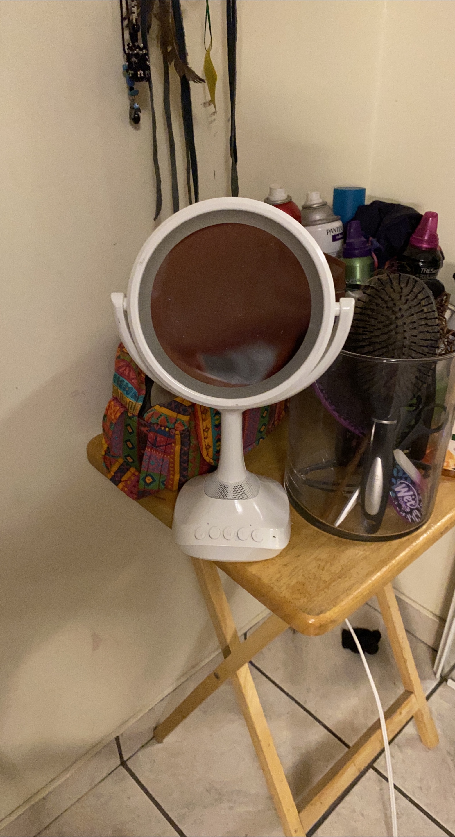White Vanity Mirror with Built-in Speaker
