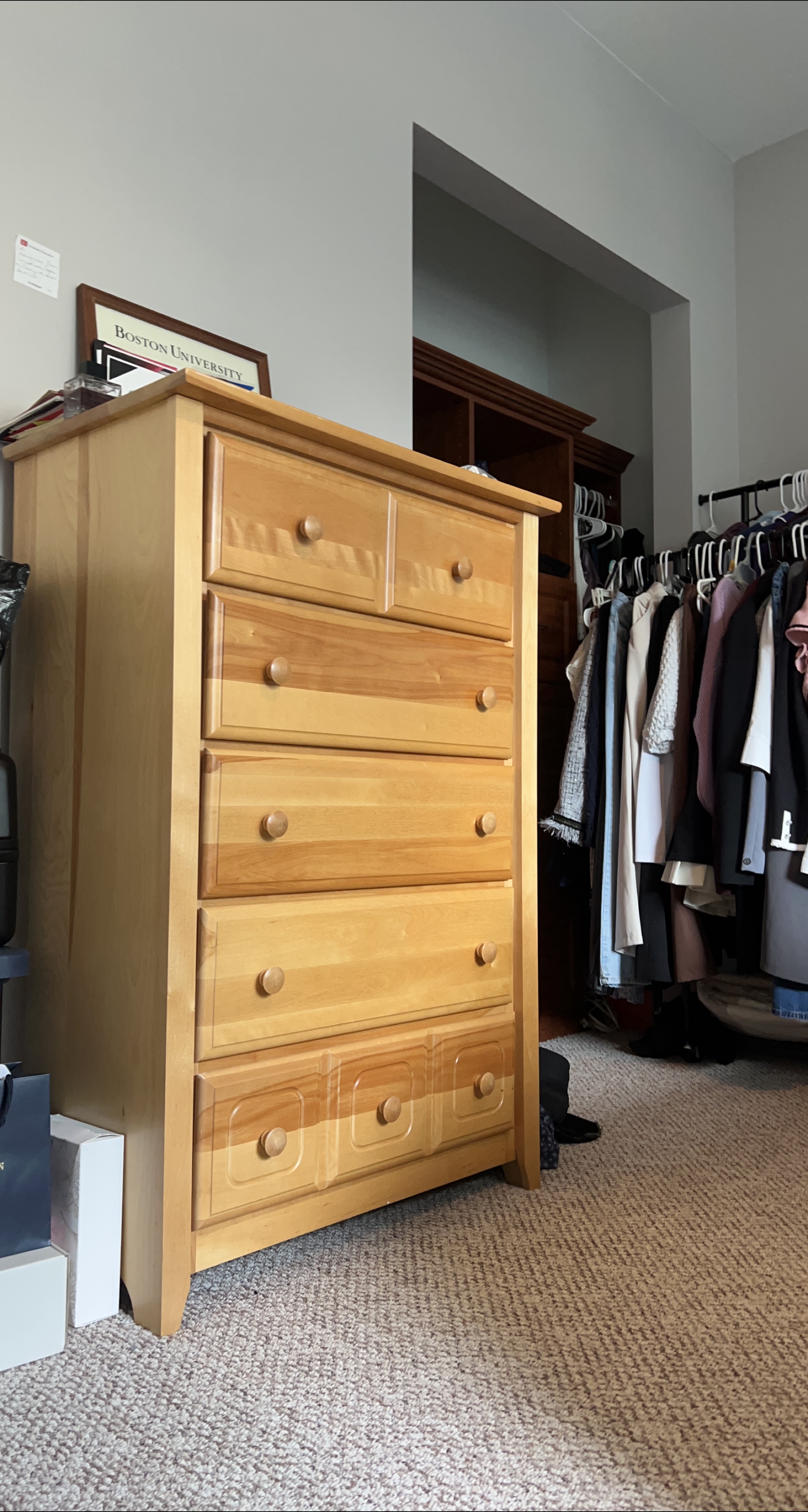 Wooden Dresser with 5 Drawers thumbnail