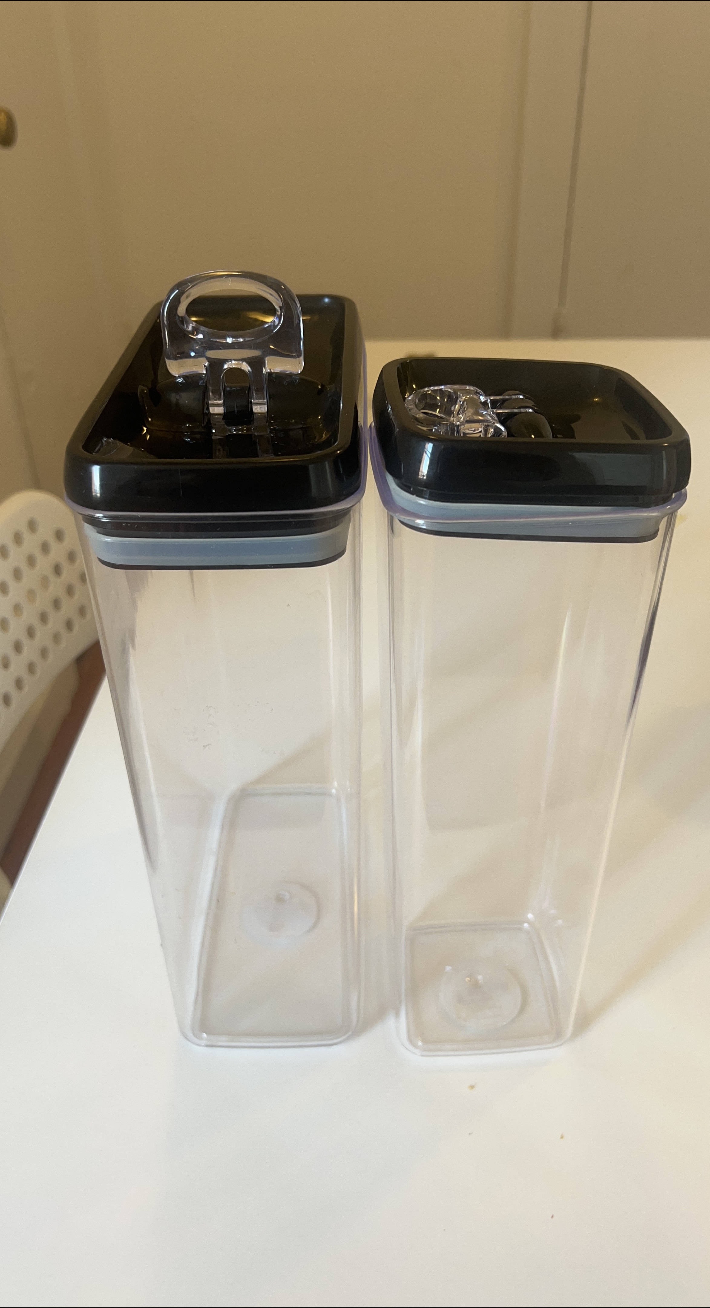Two Clear Airtight Food Storage Containers