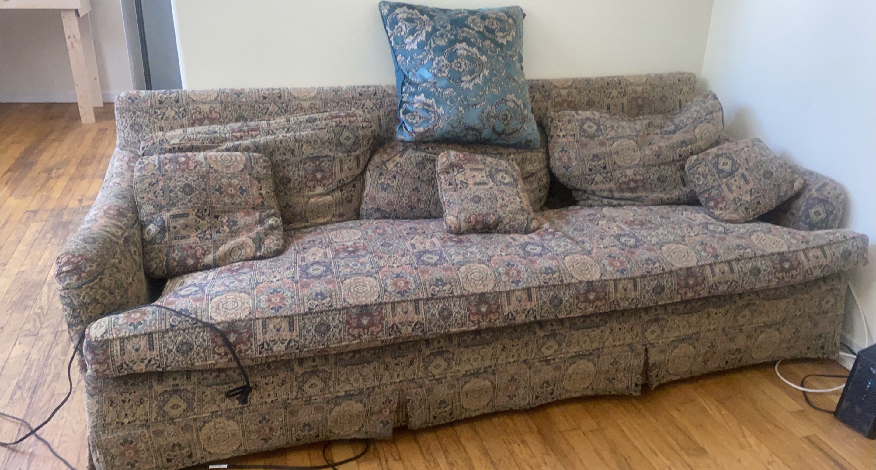 Patterned Sofa with Pillows thumbnail