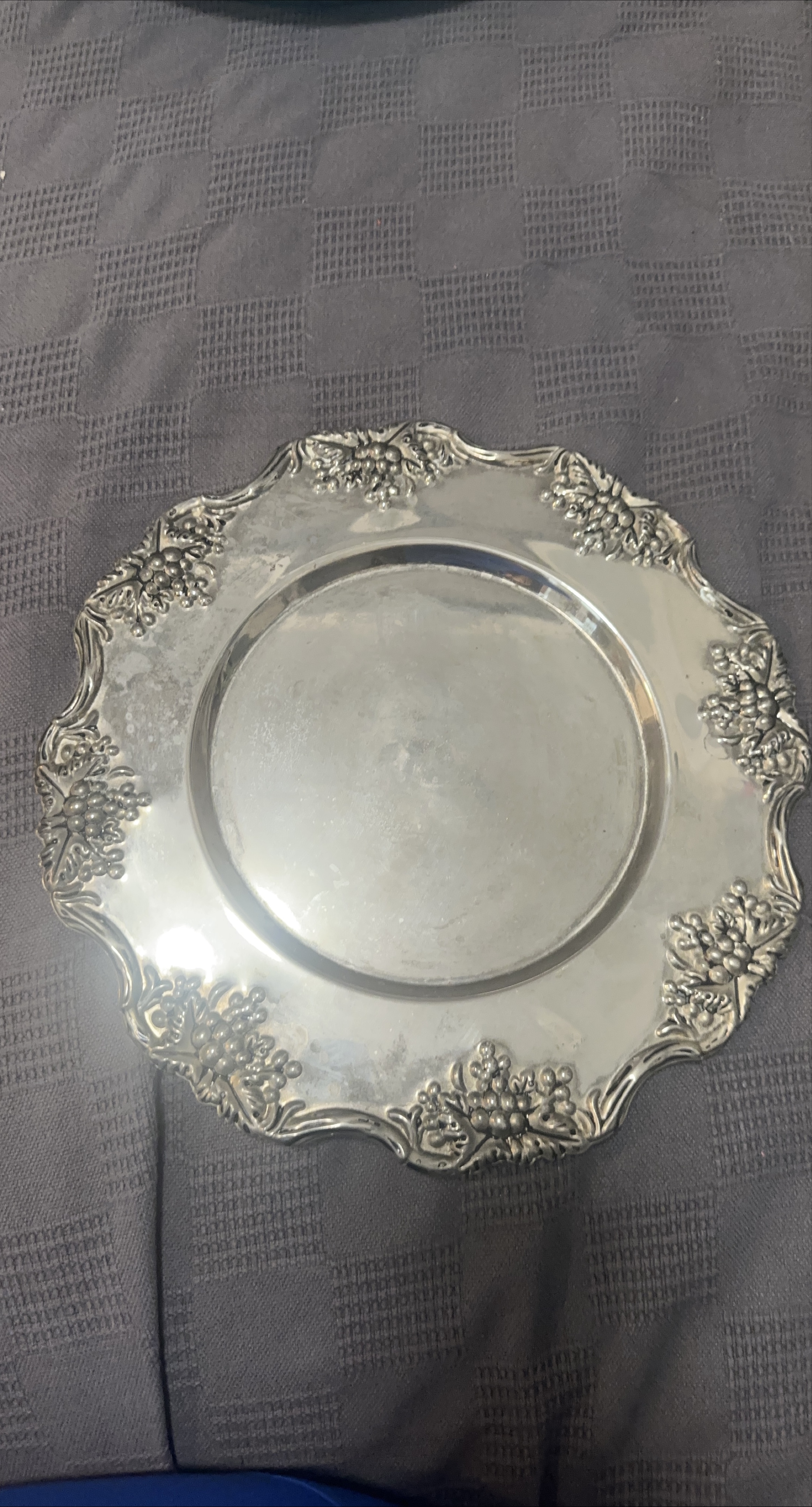 Godinger Baroque Silver Dinner Plate Charger with Grape Design thumbnail