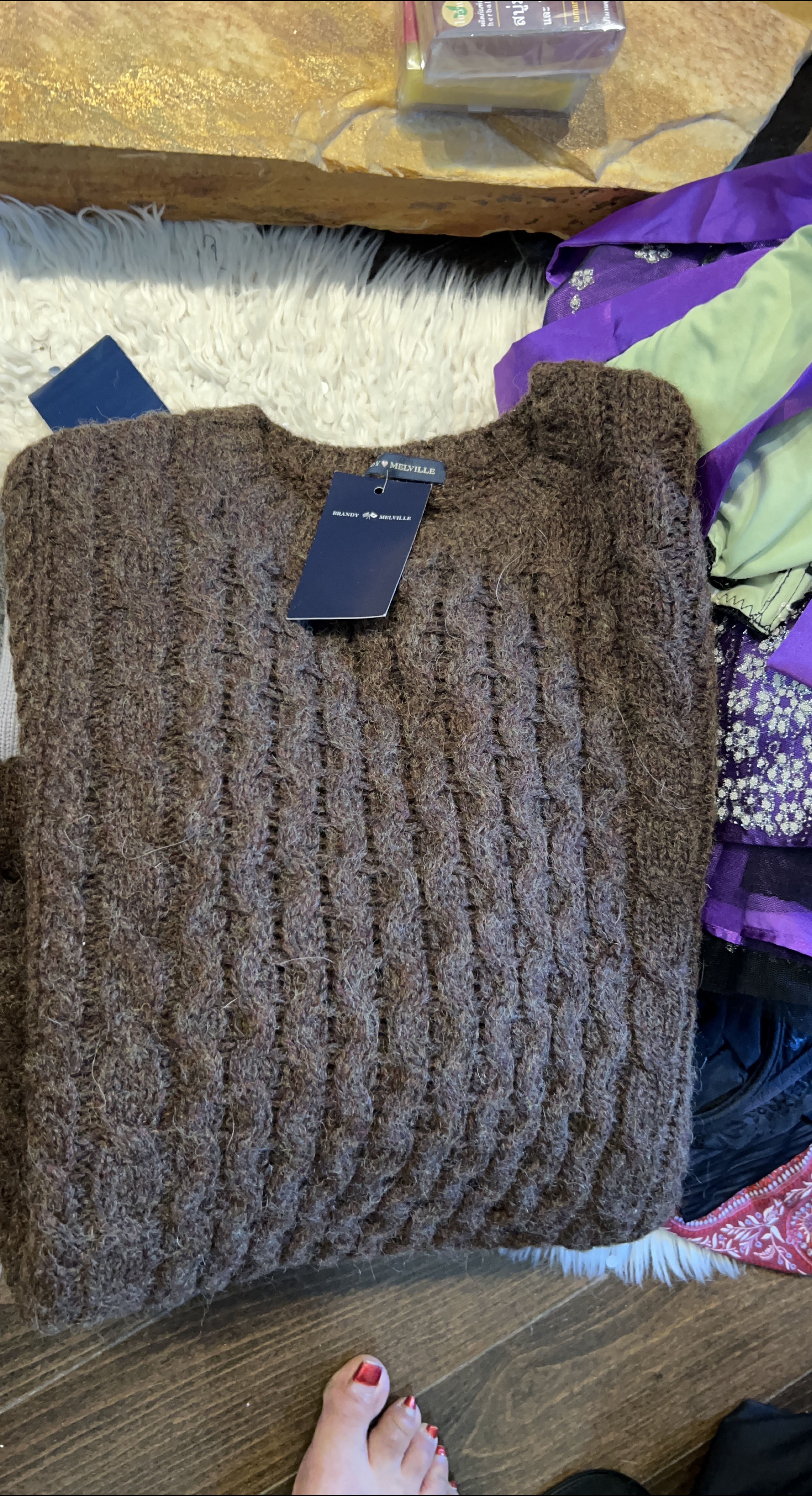 Brandy Melville Brown Knit Sweater thumbnail