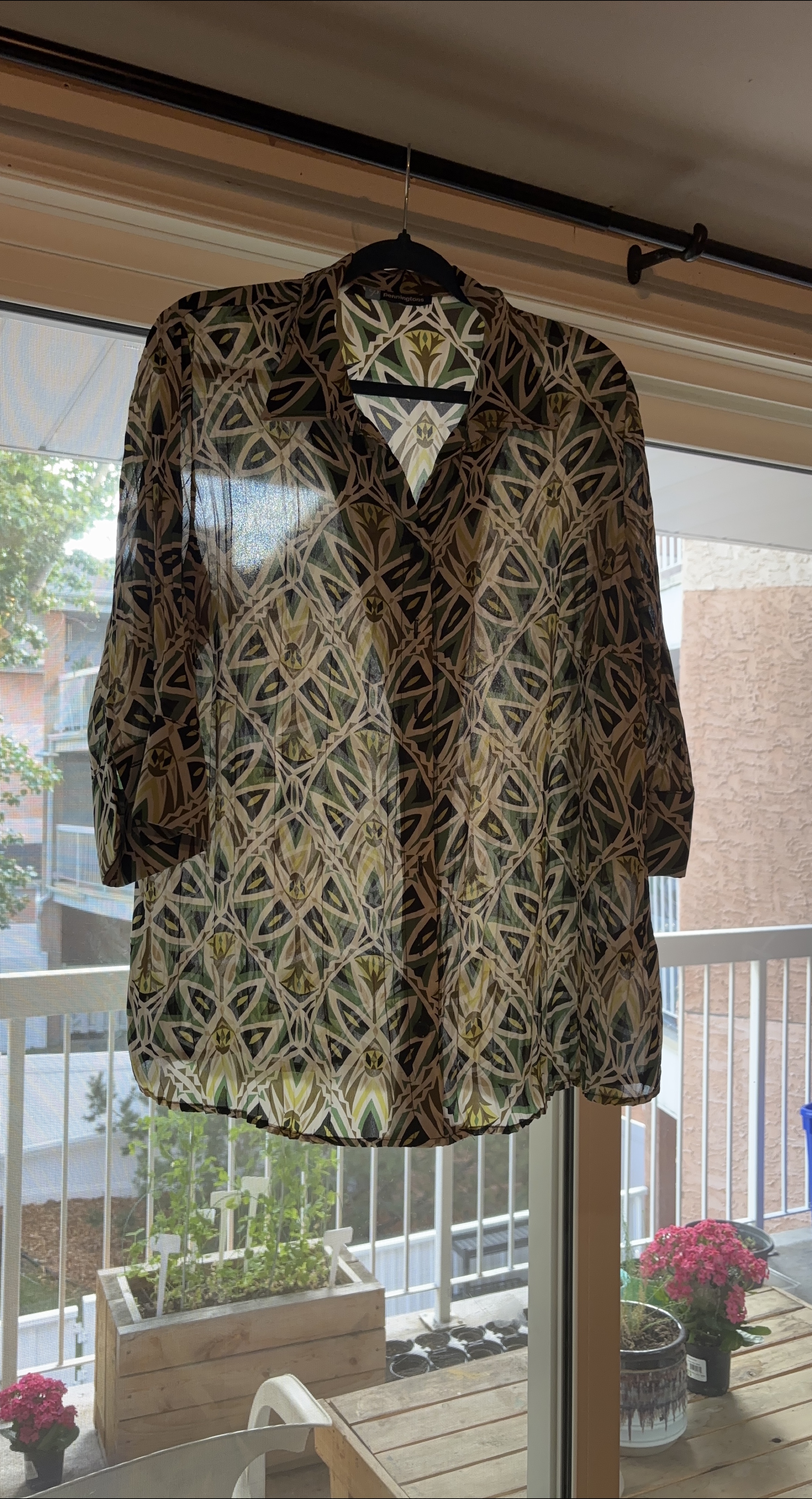 Penningtons Olive Green Patterned Blouse thumbnail
