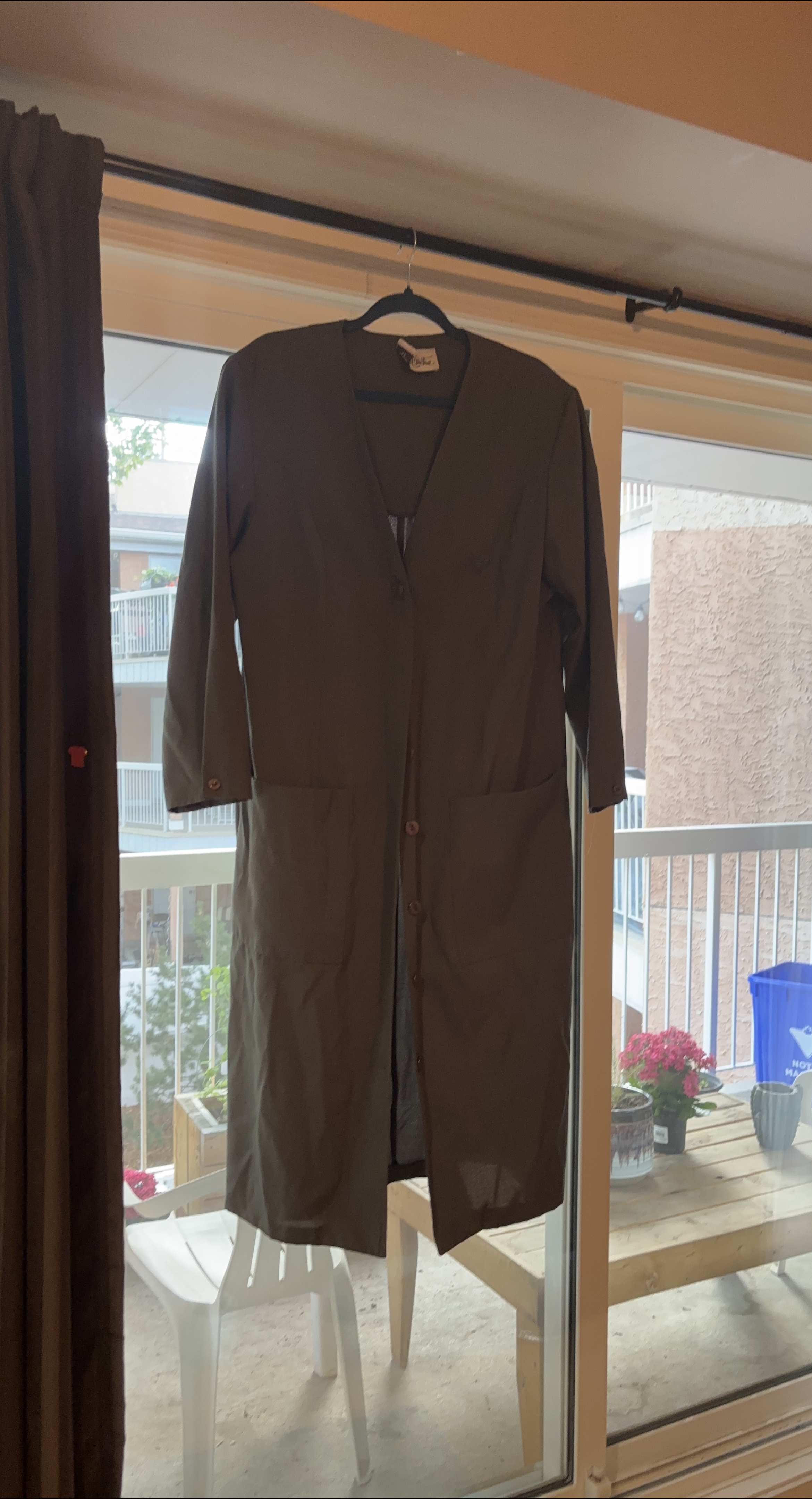 Vintage Olive Green Duster Coat thumbnail