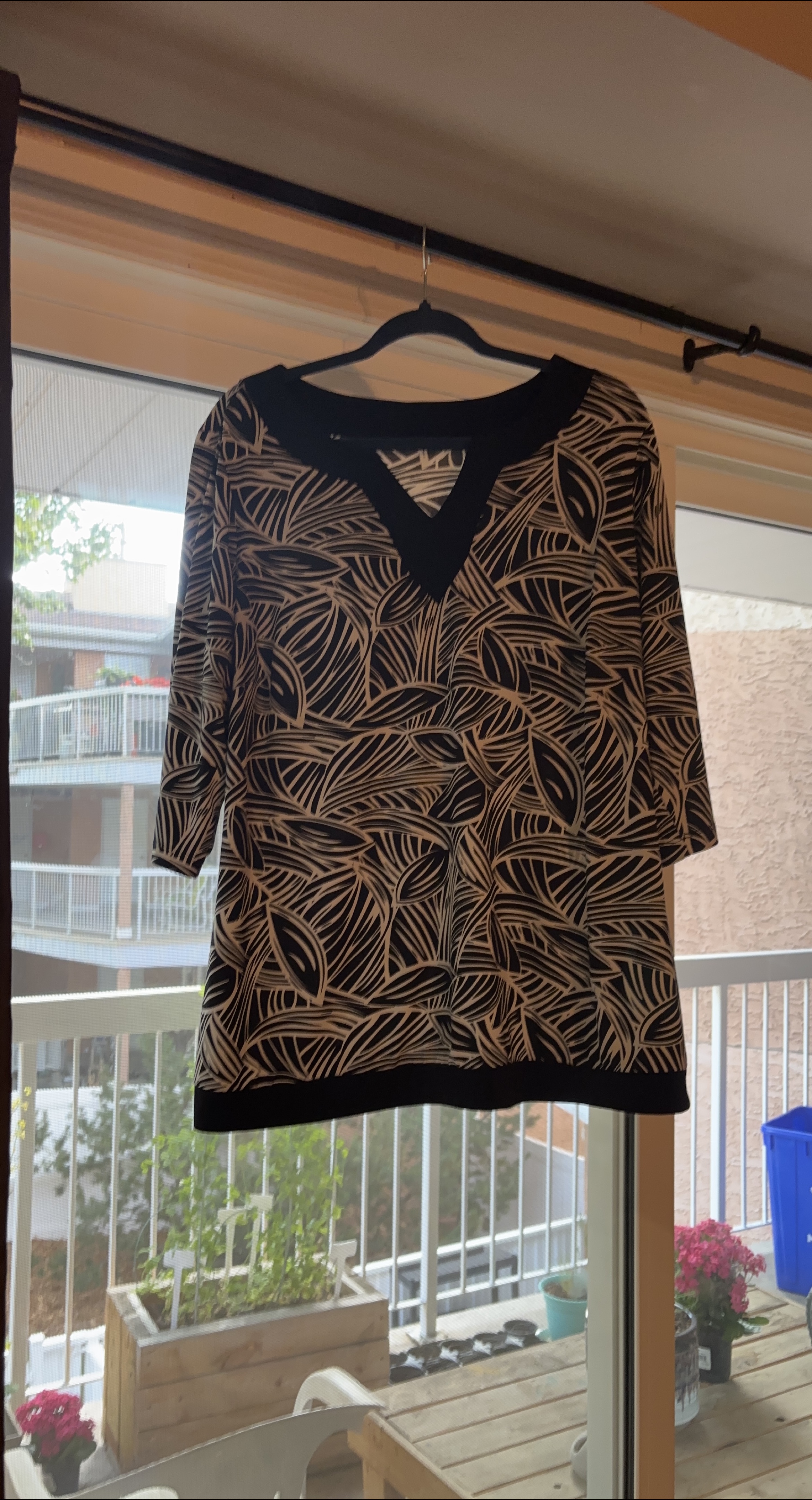 Patterned Blouse with Black Trim thumbnail