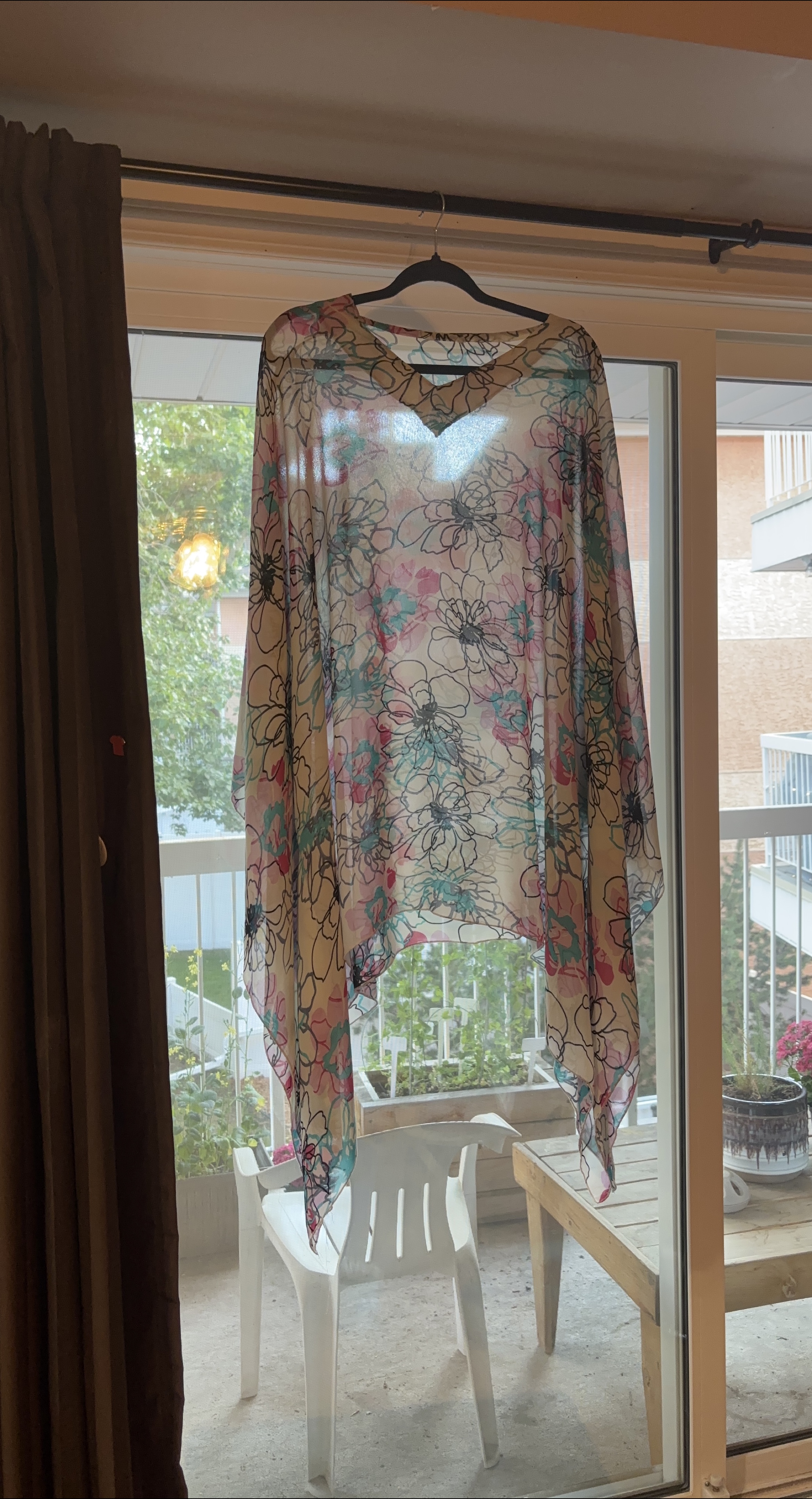 Floral Print Sheer Poncho thumbnail