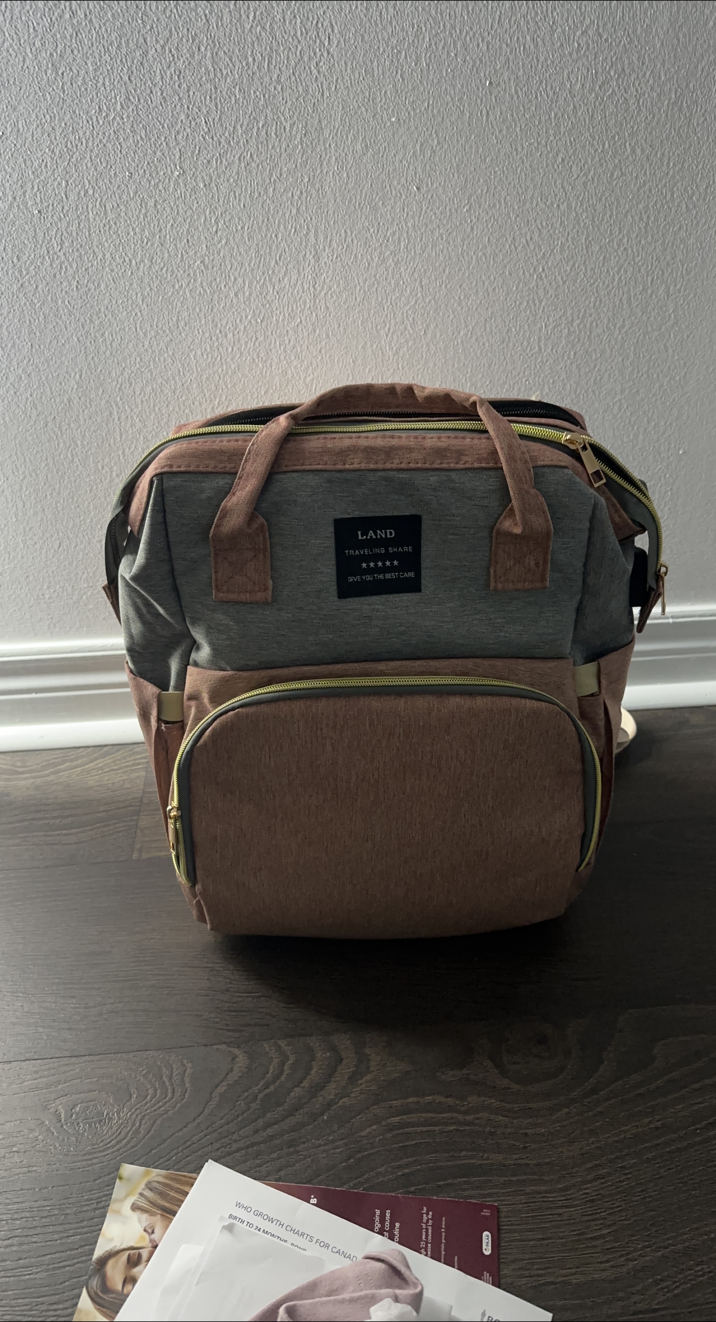 LAND Diaper Bag Backpack - Pink & Grey image indicator(2)