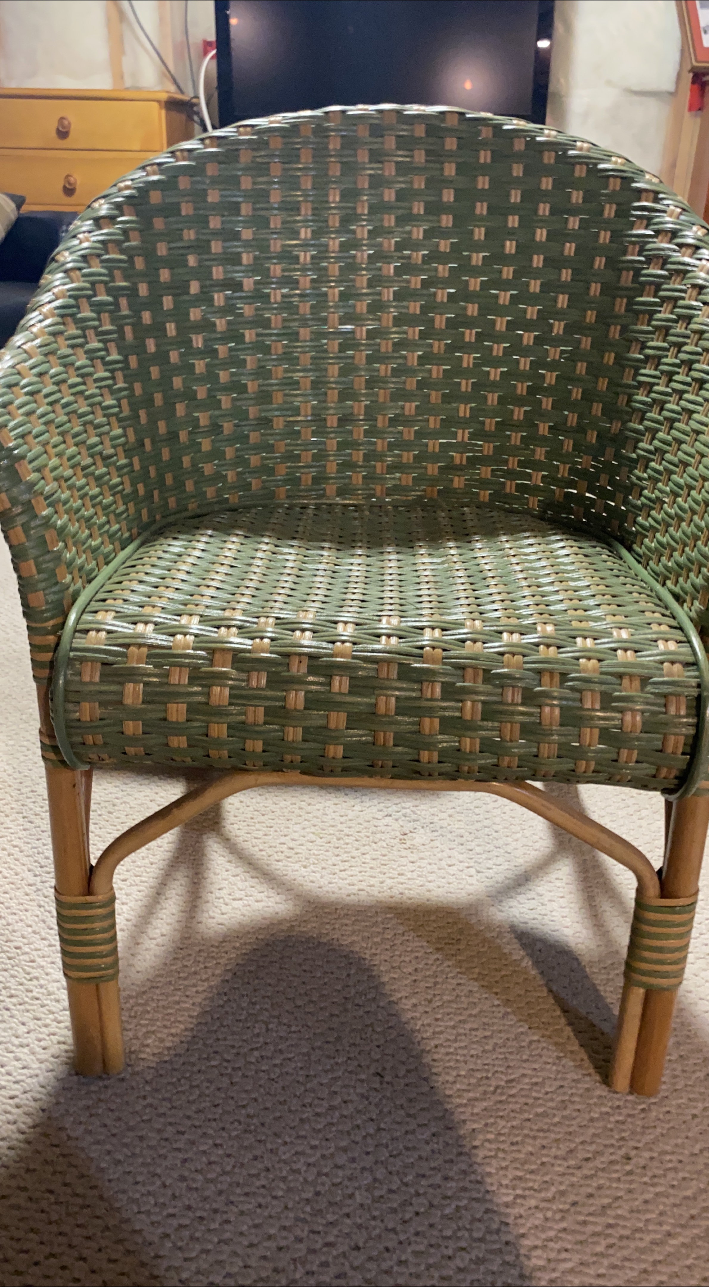 Wicker Accent Chair - Green & Tan thumbnail