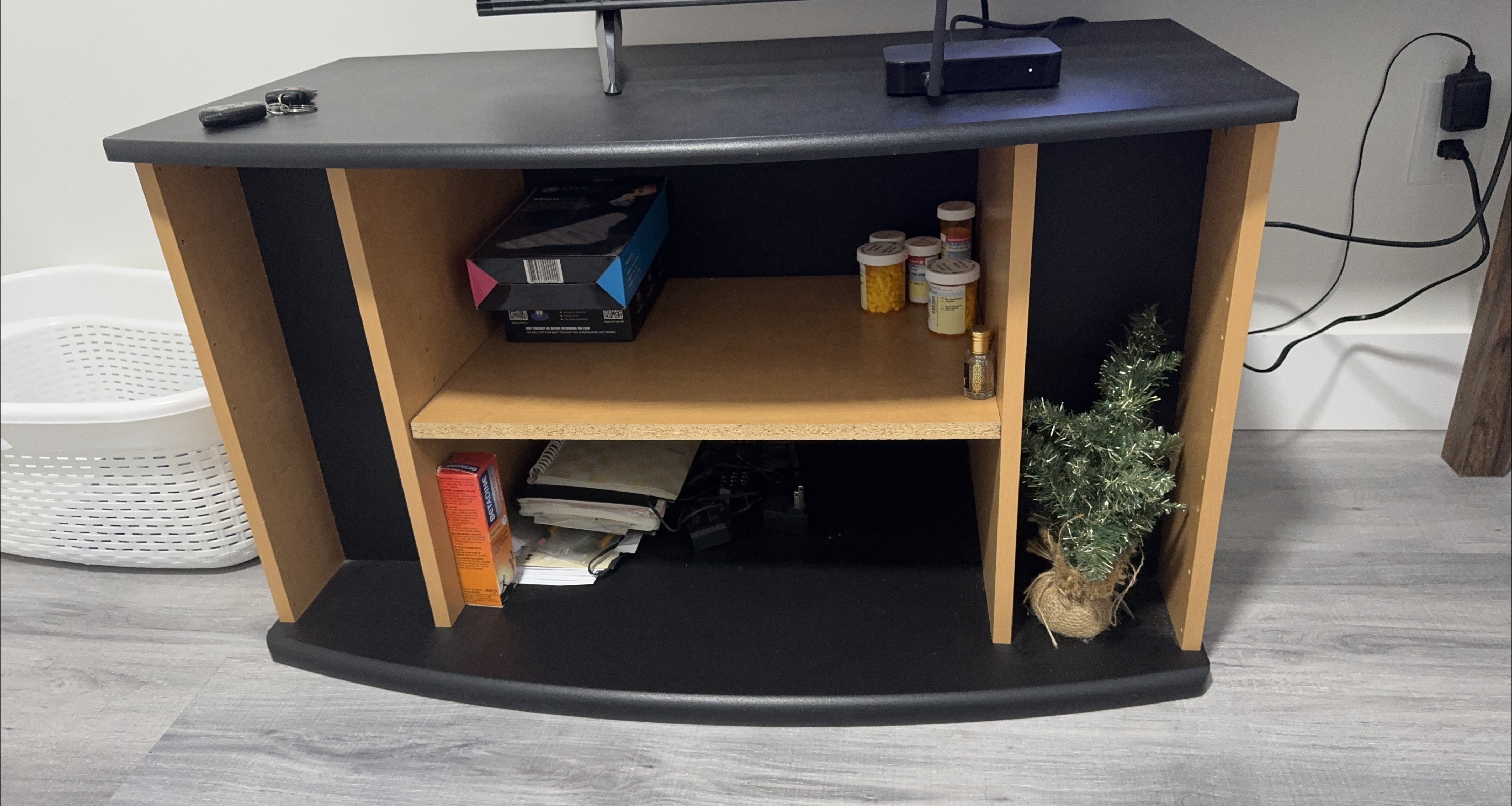 Black TV Stand with Shelves