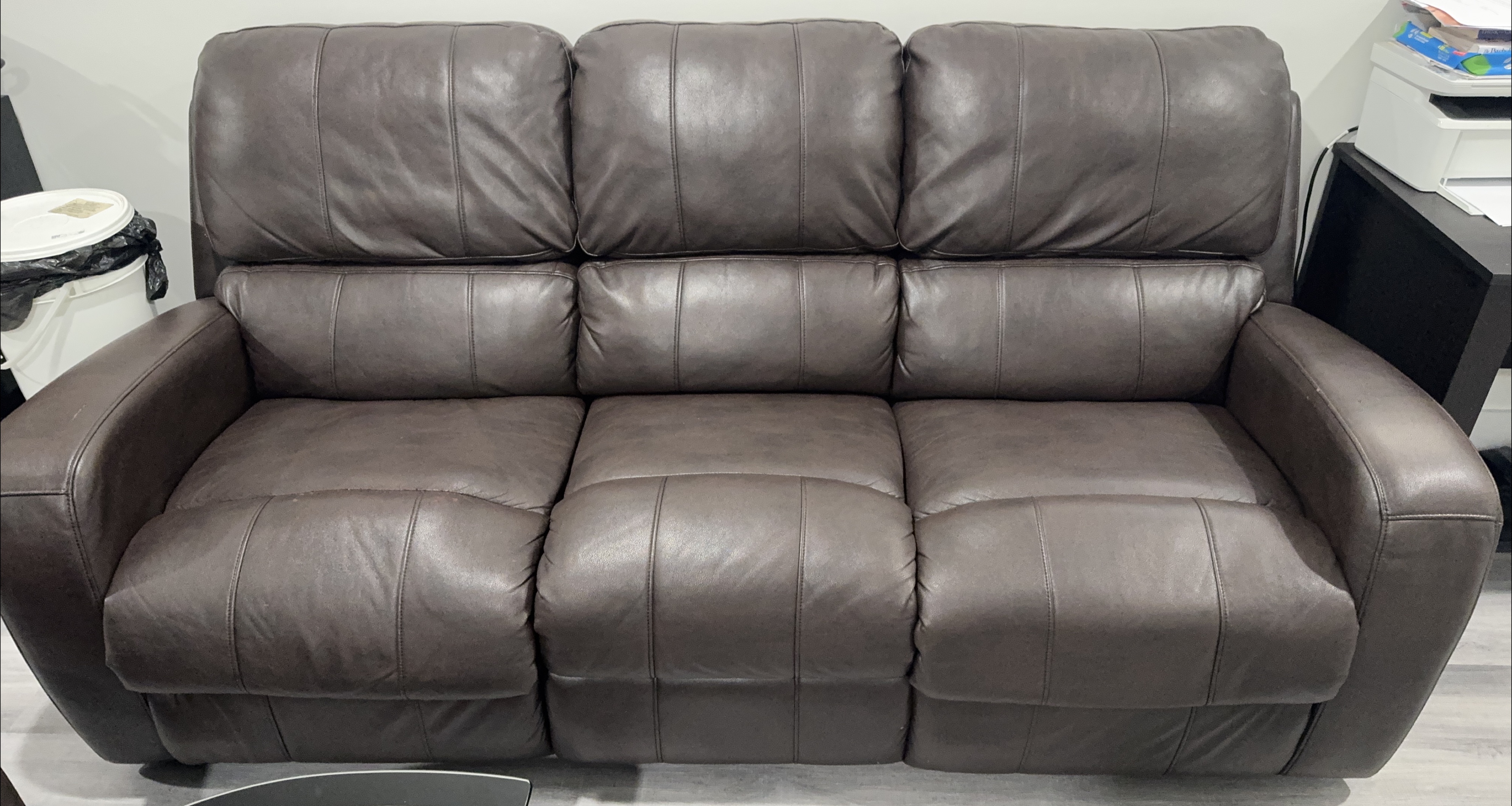 Brown Leather Loveseat Sofa