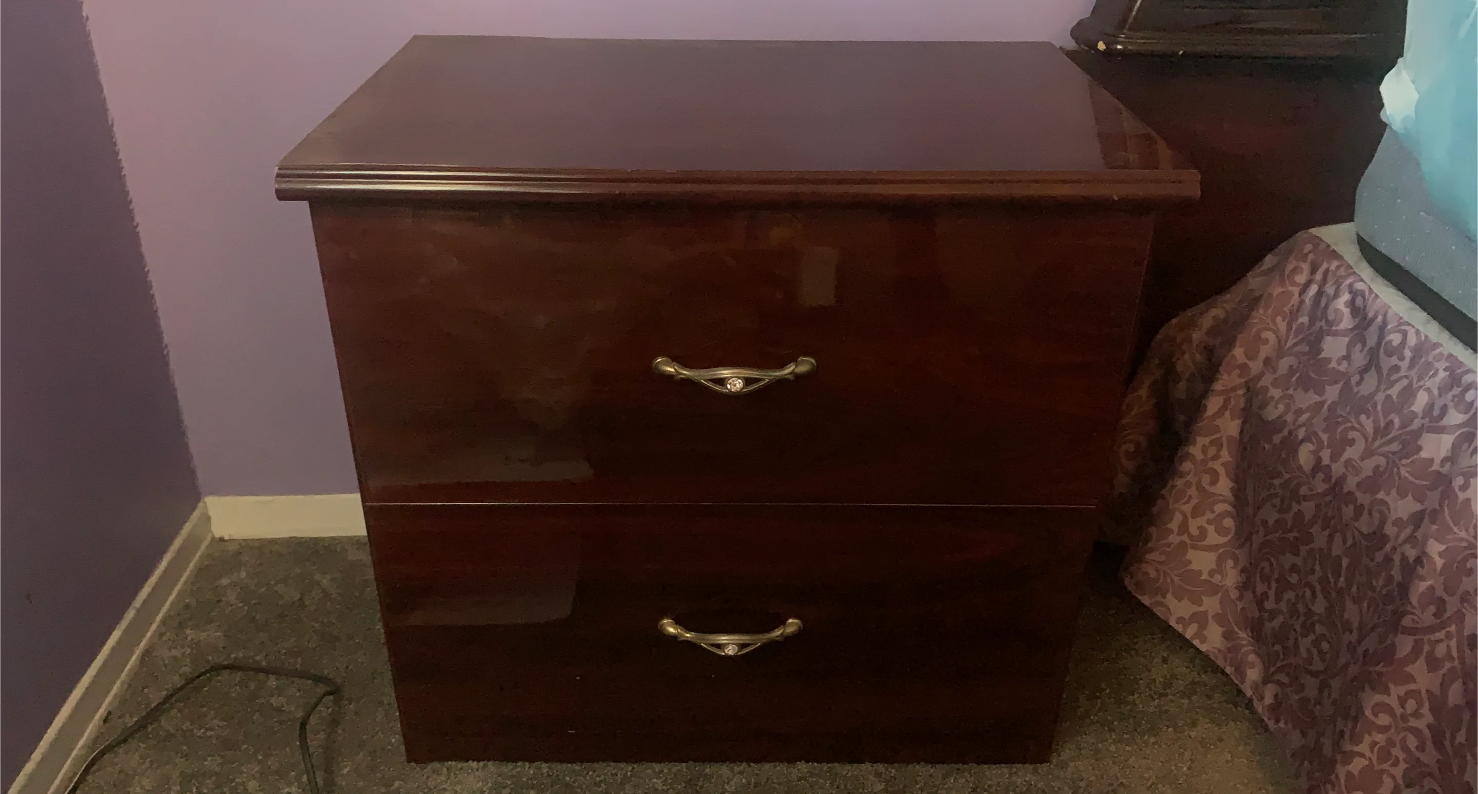 2 Identical Wooden 2-Drawer Nightstand