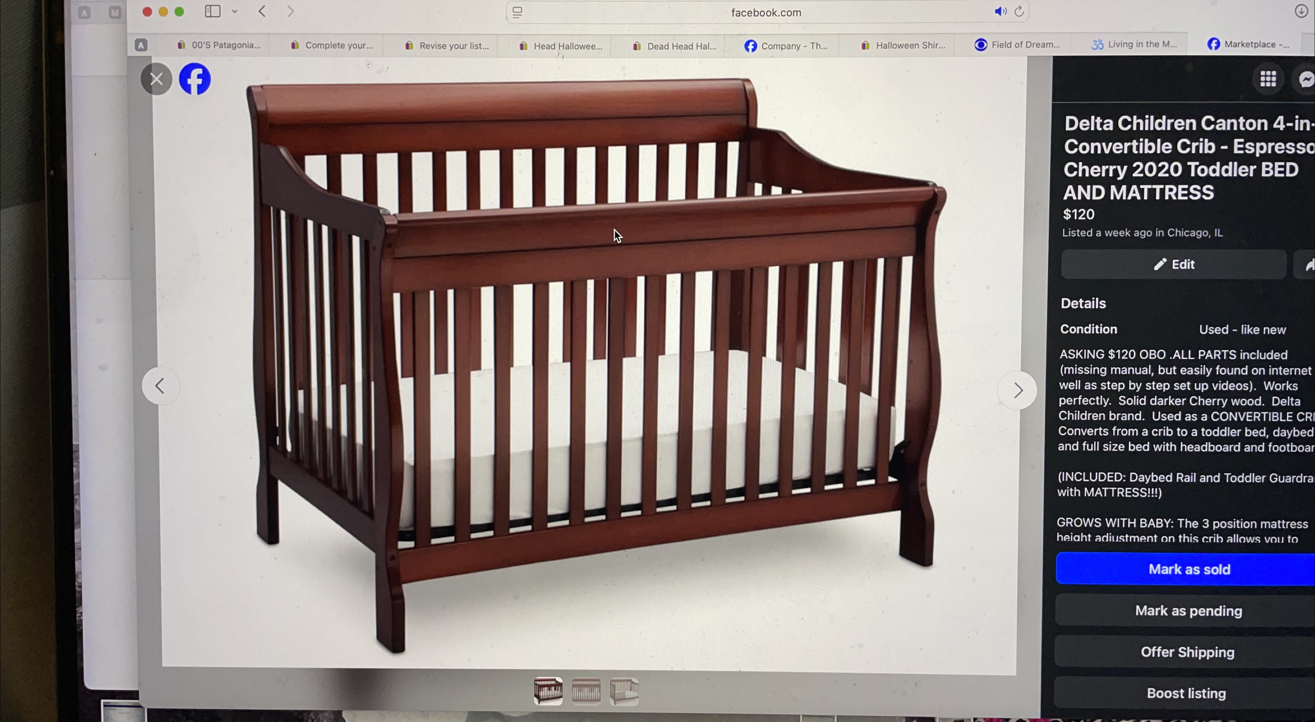 Delta Children Canton 4-in-1 Convertible Crib - Espresso Cherry thumbnail