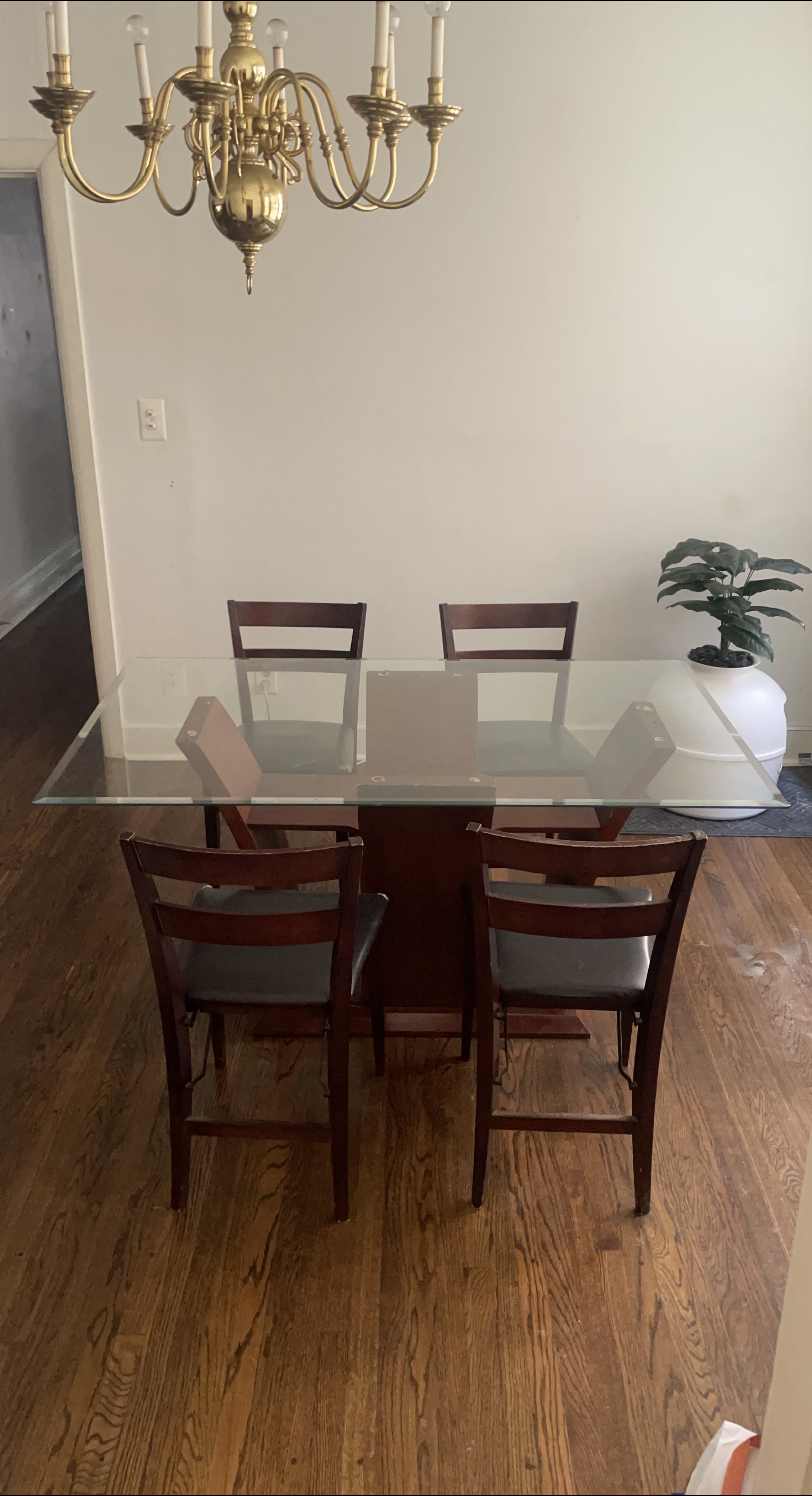 Glass Top Dining Table with 4 Chairs