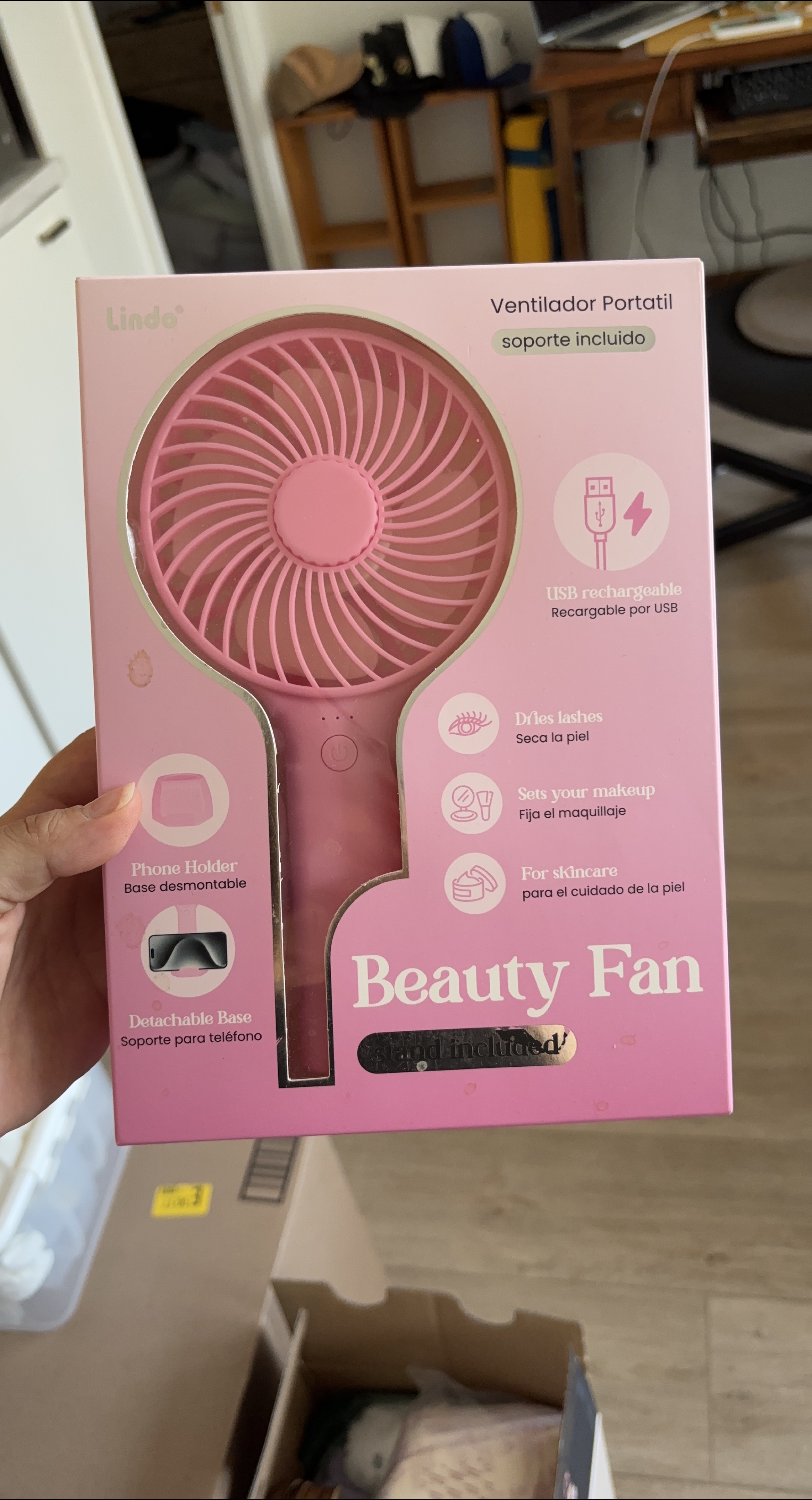 Lindo Beauty Fan - Portable Pink Fan