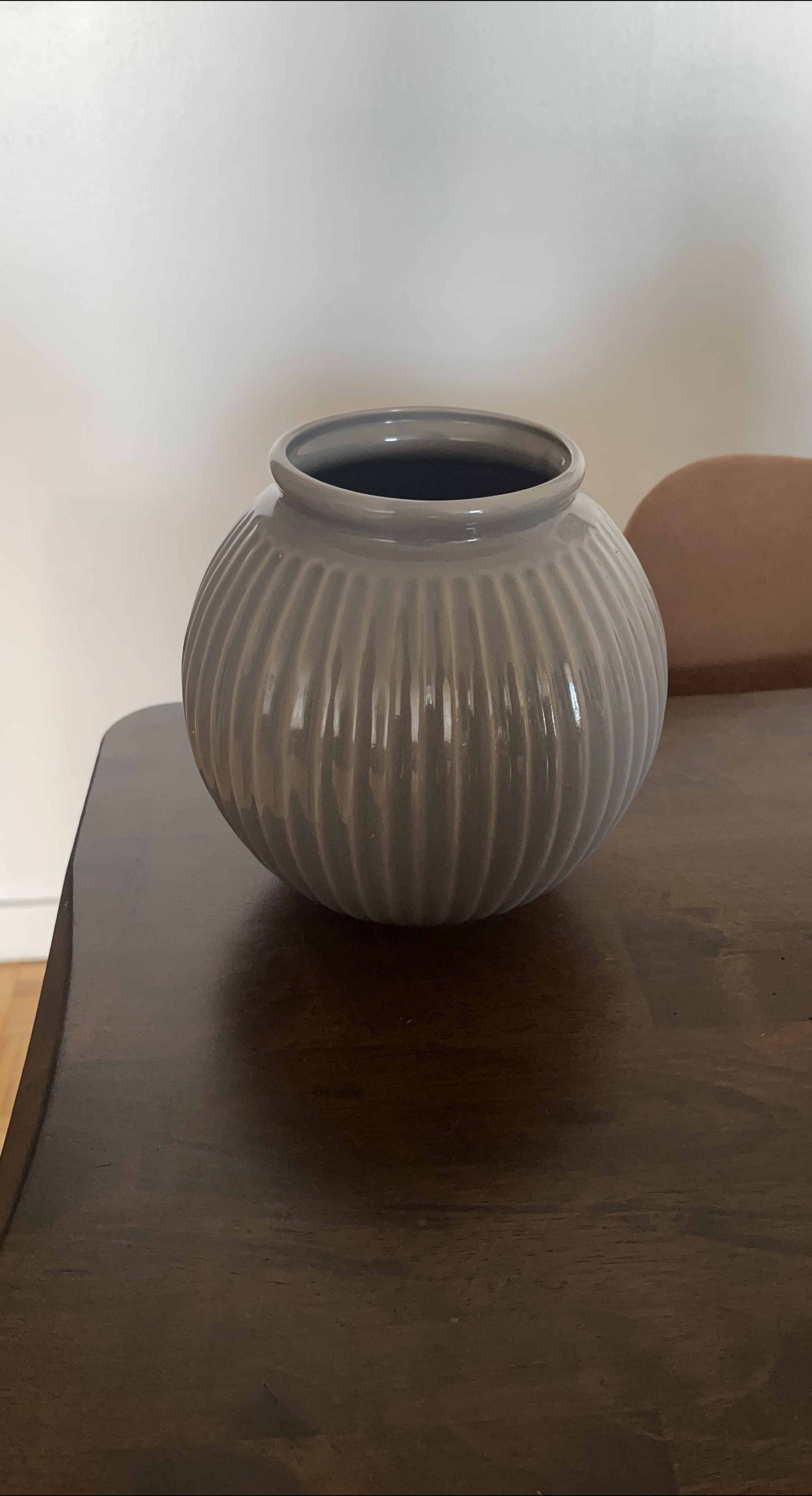 Grey Ribbed Ceramic Vase thumbnail