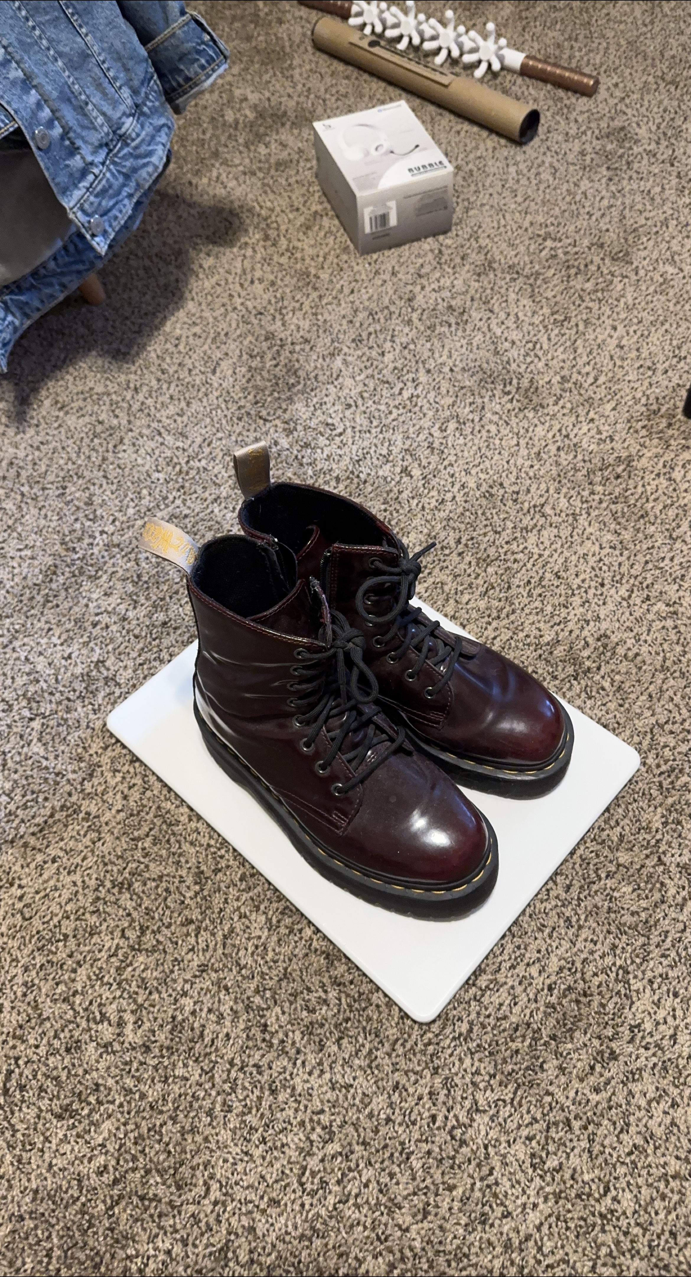 Dr. Martens Burgundy Leather Boots thumbnail
