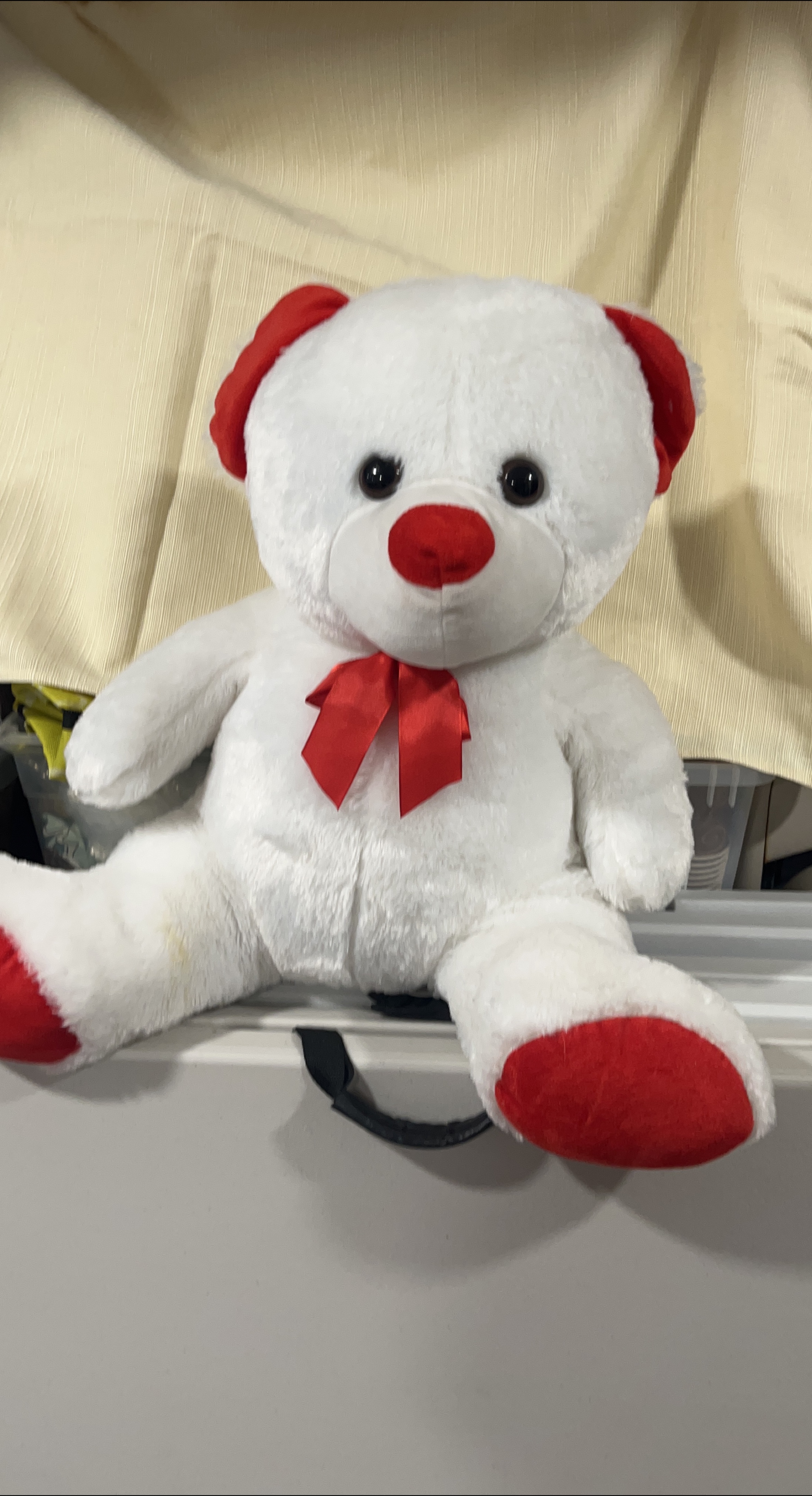 White Teddy Bear with Red Accents thumbnail