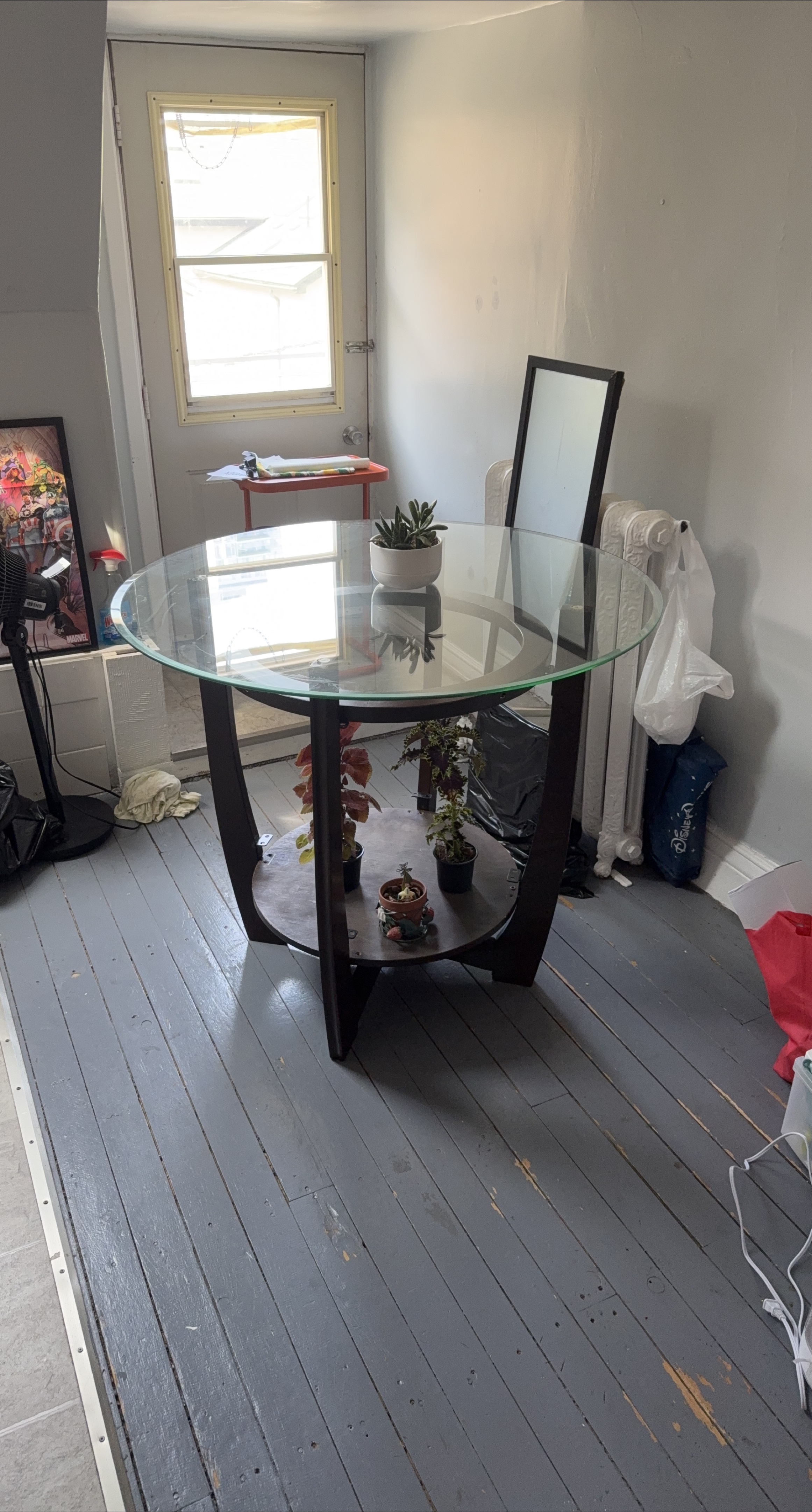 Vintage Glass Top Round Dining Table thumbnail